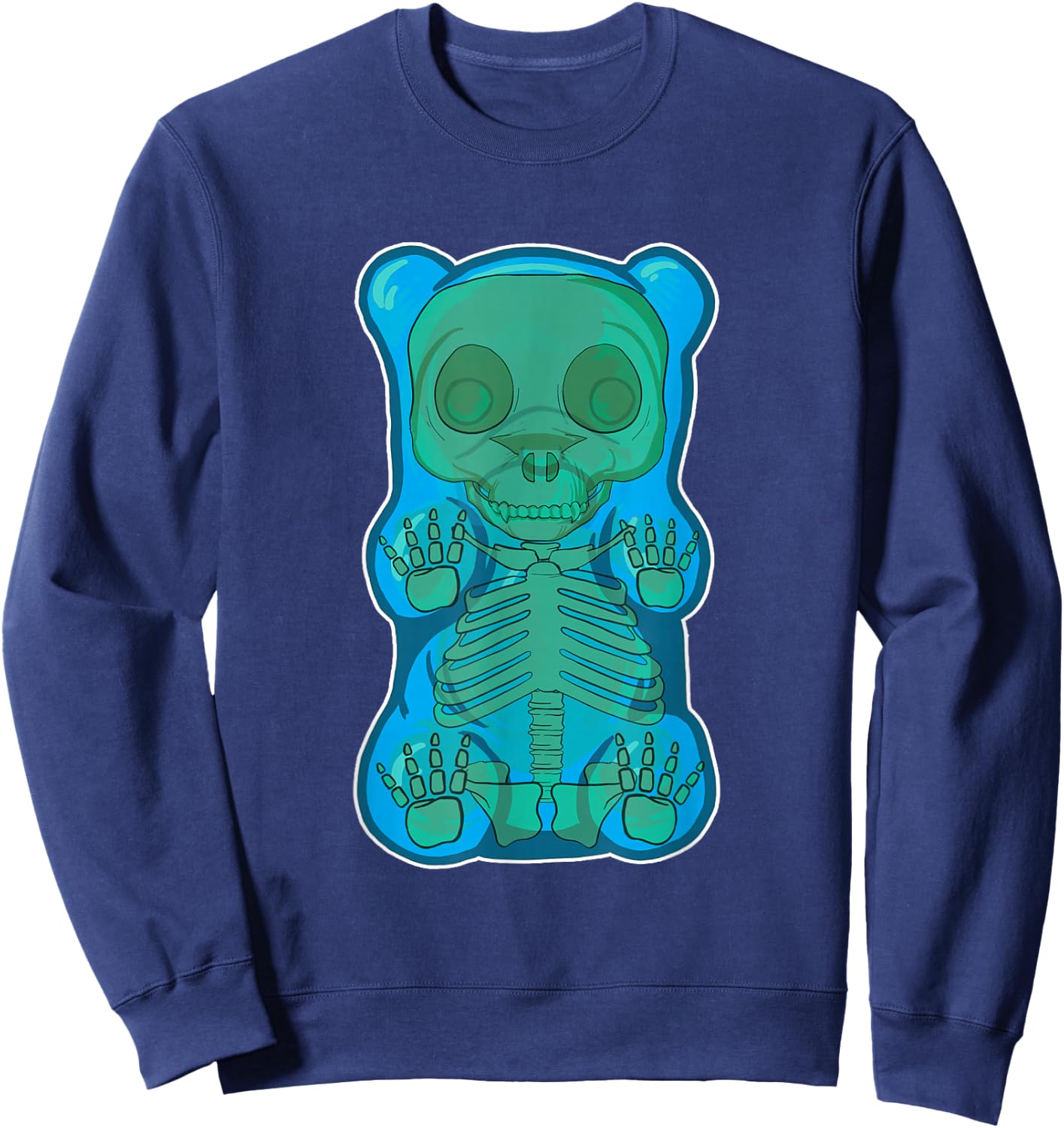 Classic Blue GUMMY BEAR Skeleton Anatomy halloween Sweatshirt - Sweatshirt | Navy