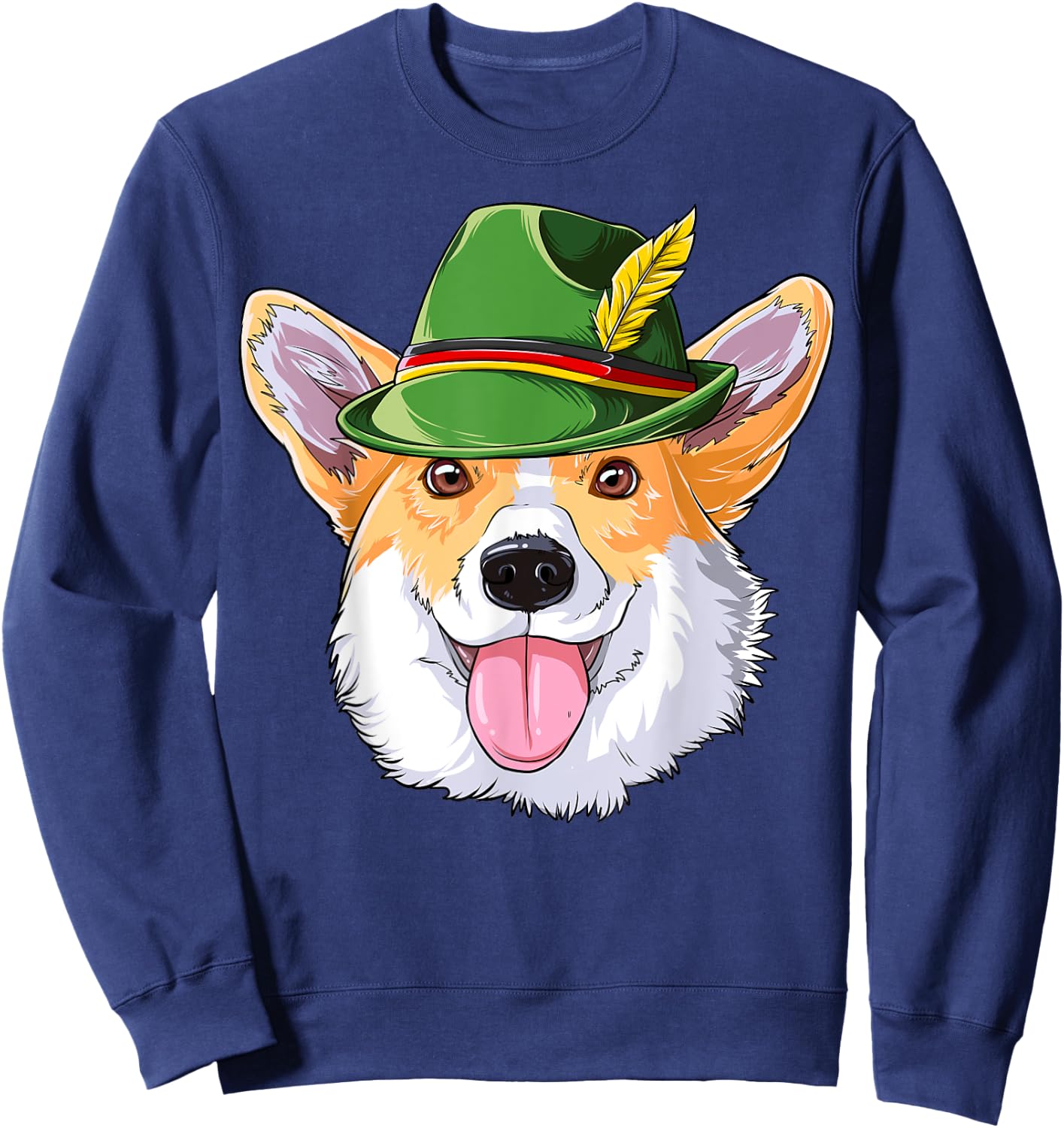 Corgi Oktoberfest Gifts Kids Boys Men Leather Trousers Alpine Hat Sweatshirt - Sweatshirt | Navy