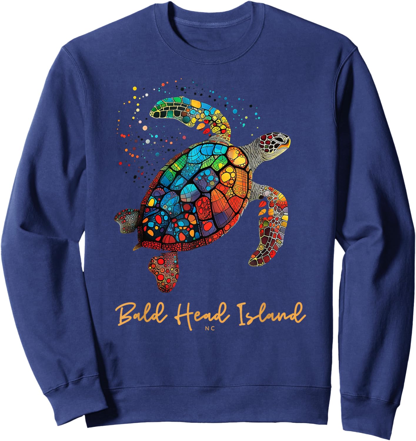 Bald Head Island NC Beach Vacation Vintage Sea Turtle Sweatshirt - Sweatshirt | Navy
