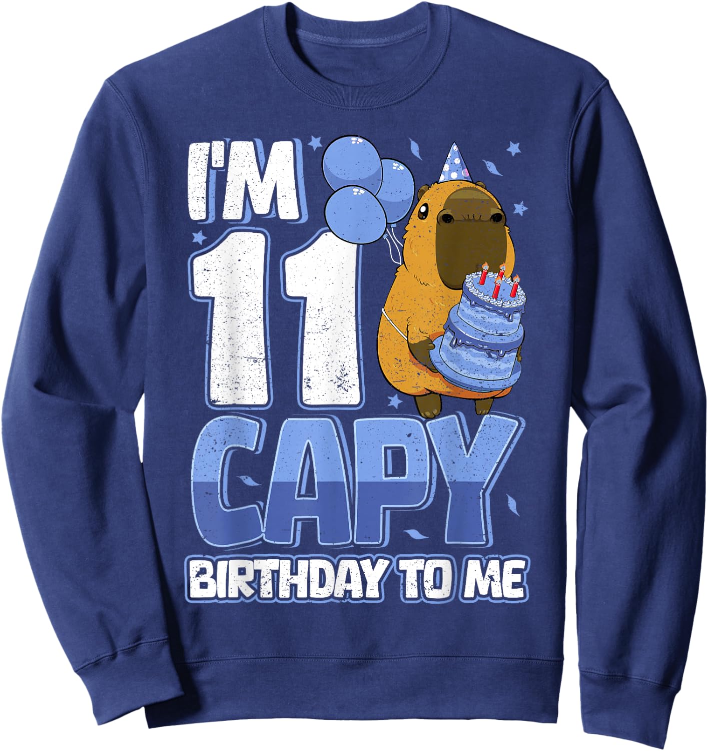 11 Years Capy Birthday to me Boys 11th Birthday Capybara Sweatshirt - Sweatshirt | Navy
