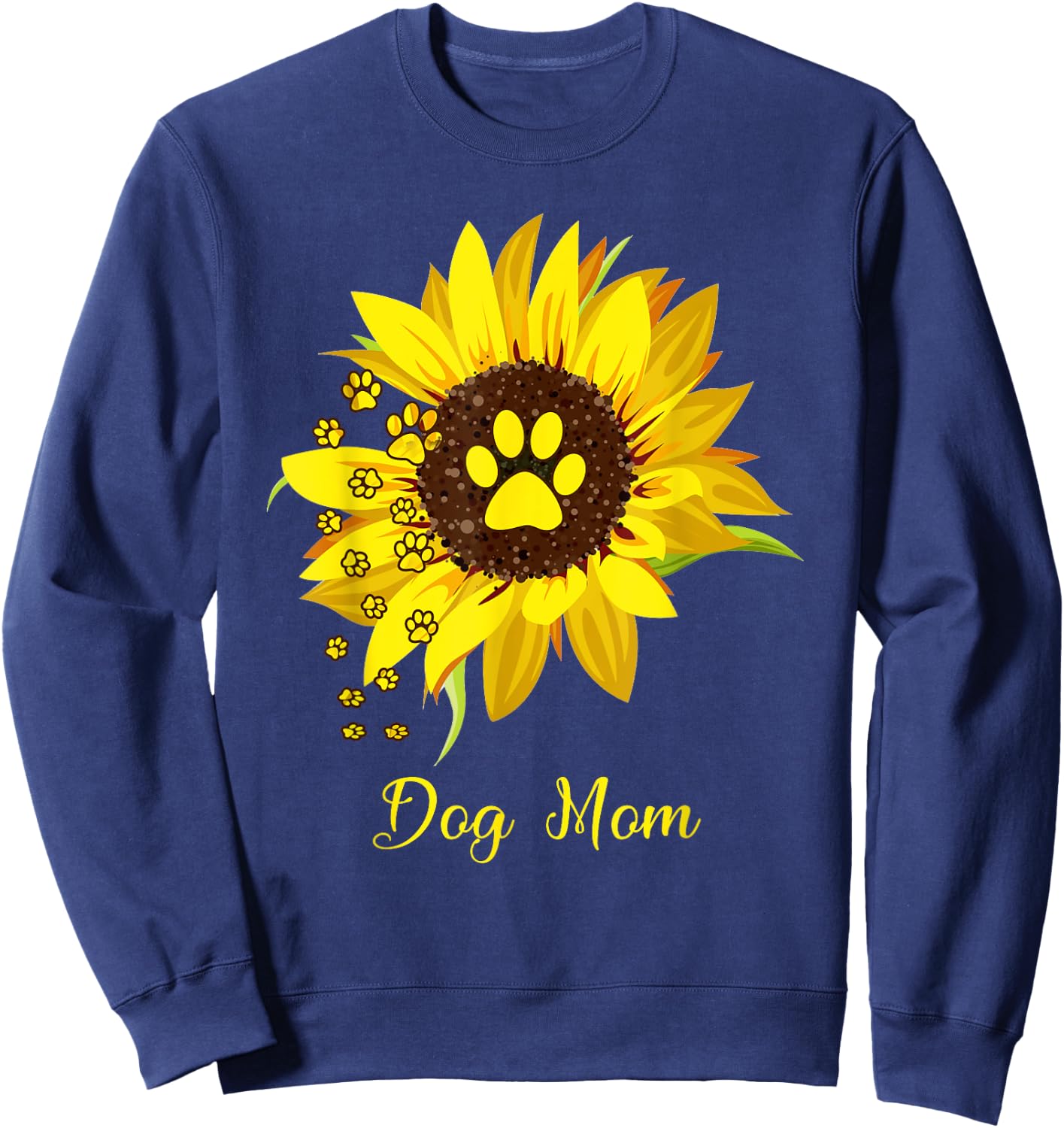 Dog Mom Sunflower Gift Love Dogs and Flowers Women Sweatshirt - Sweatshirt | Navy