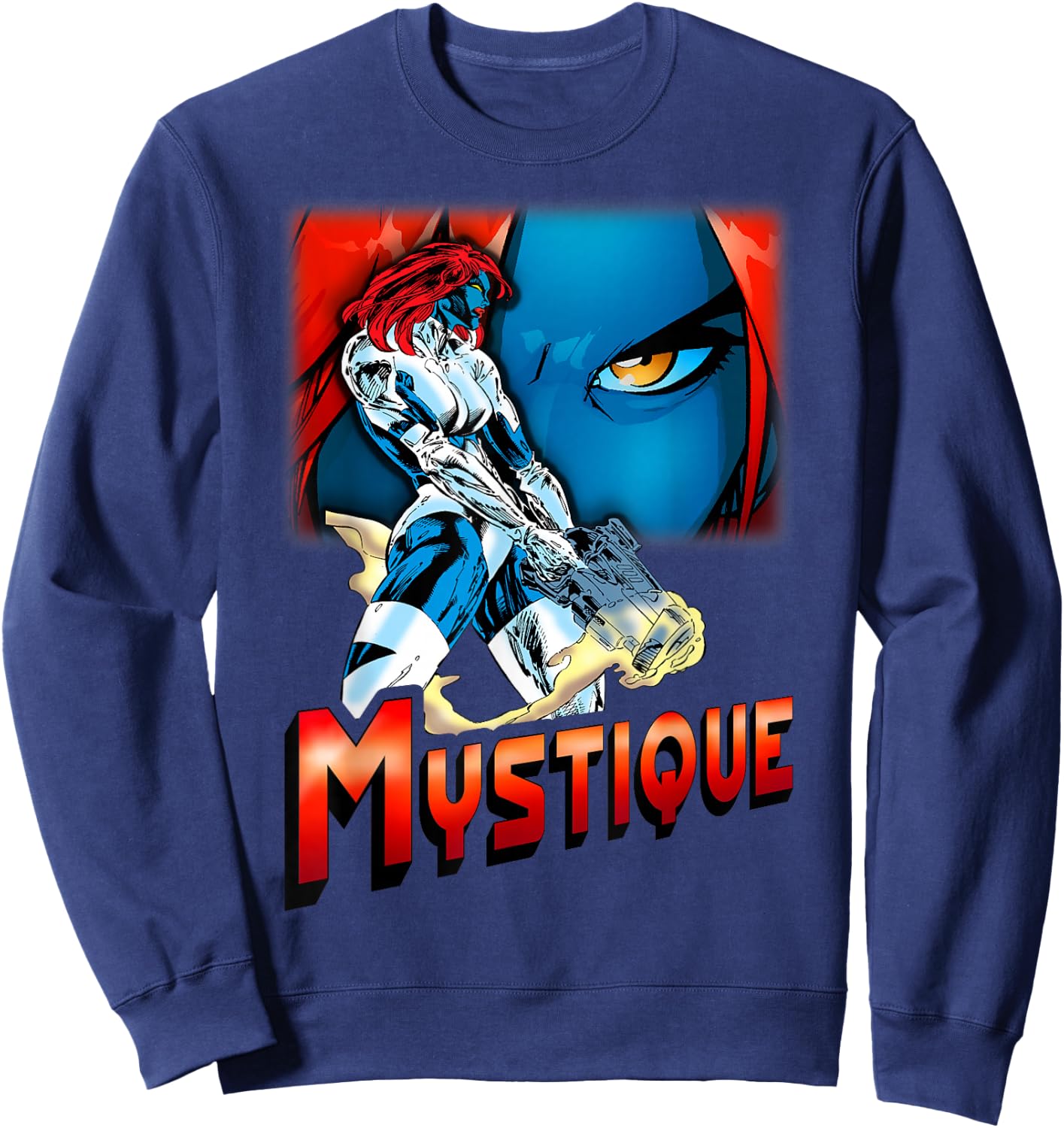 Marvel X-Men Mystique Weapons Ready Close-Up Graphic Sweatshirt - Sweatshirt | Navy