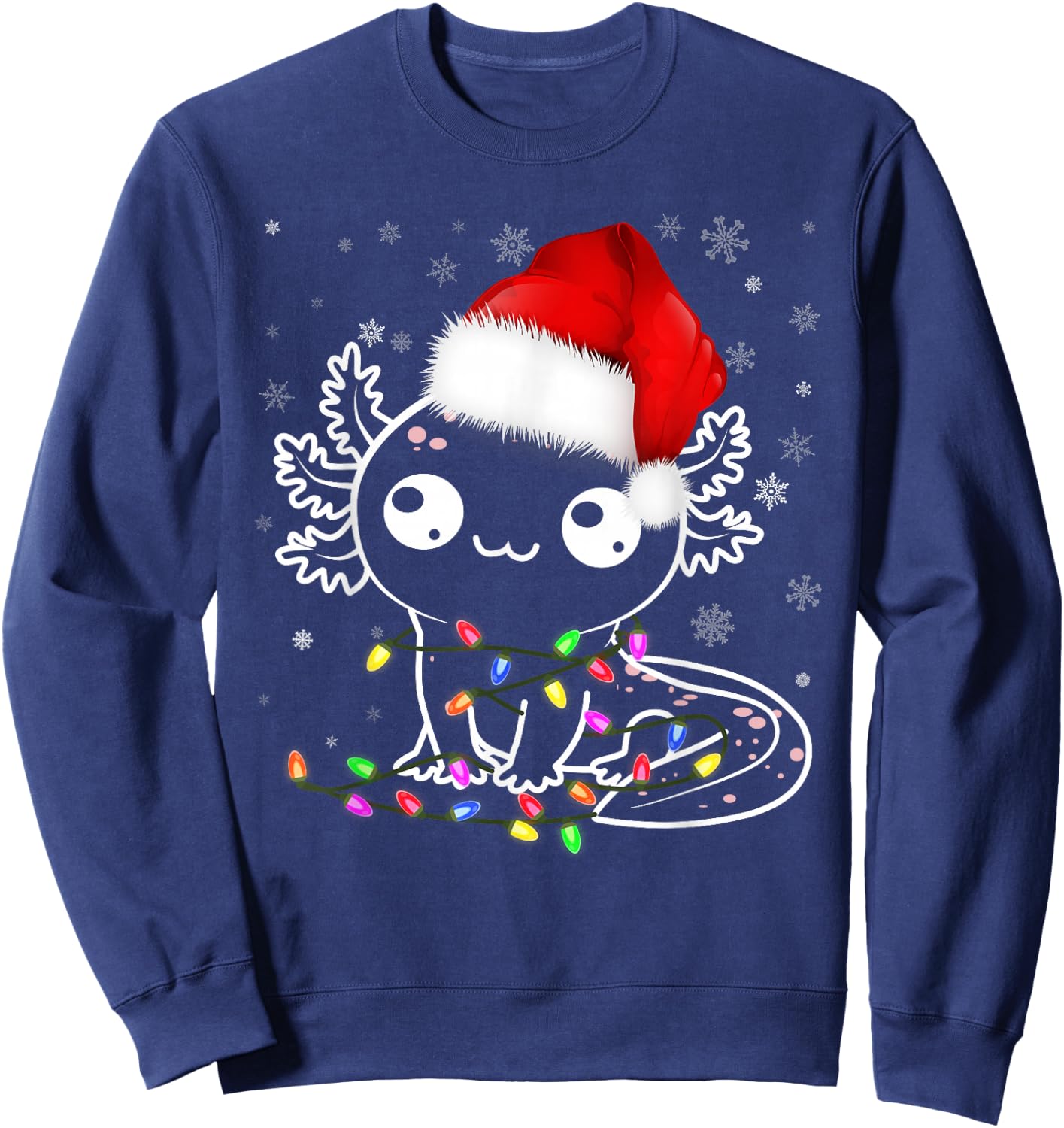 Axolotl Xmas Hat Santa Tree Cute Funny Christmas Pajama Sweatshirt - Sweatshirt | Navy