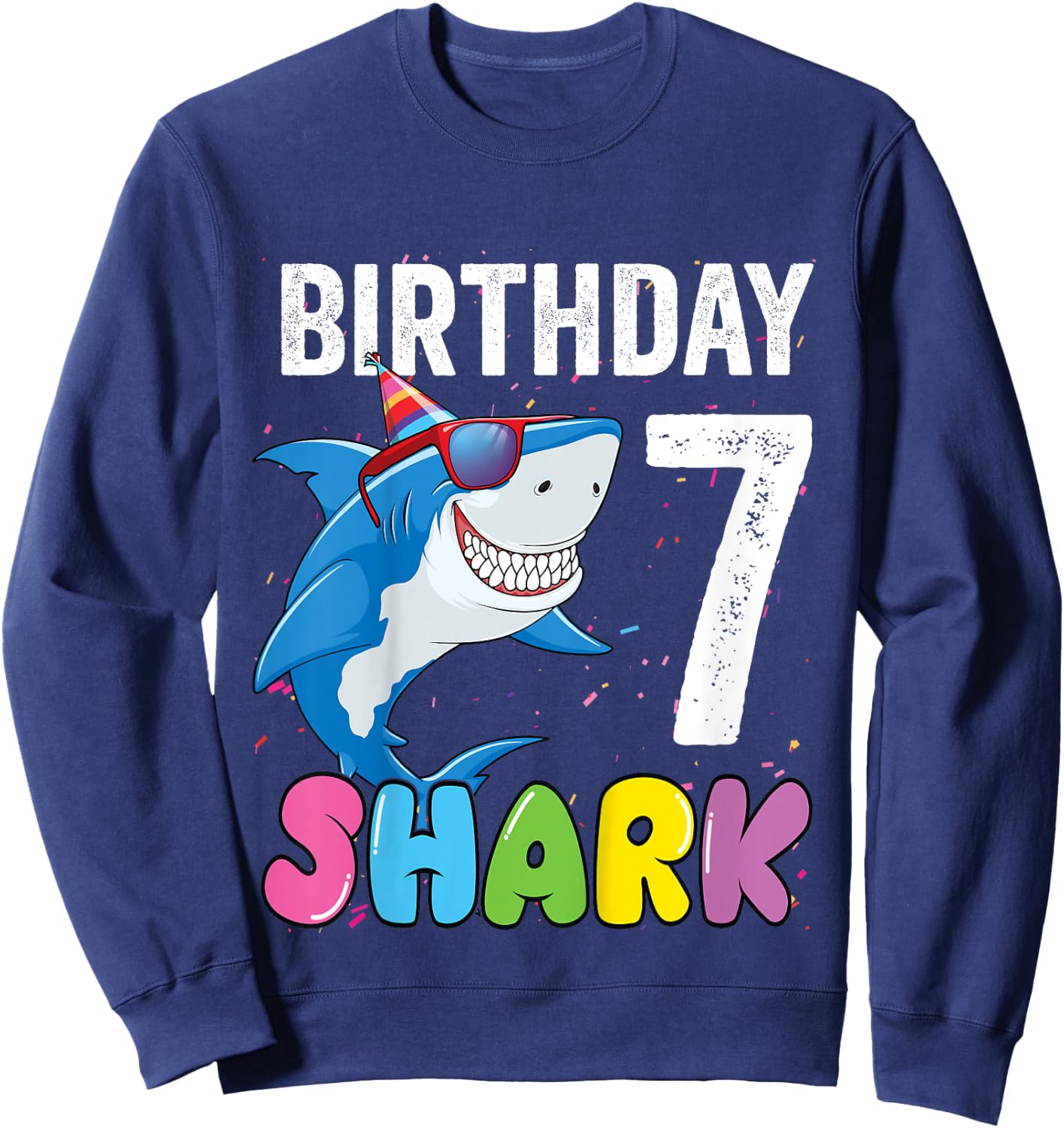 7th Birthday Shark Shirt JawSome Seven Year Old Kids Sweatshirt - Sweatshirt | Navy