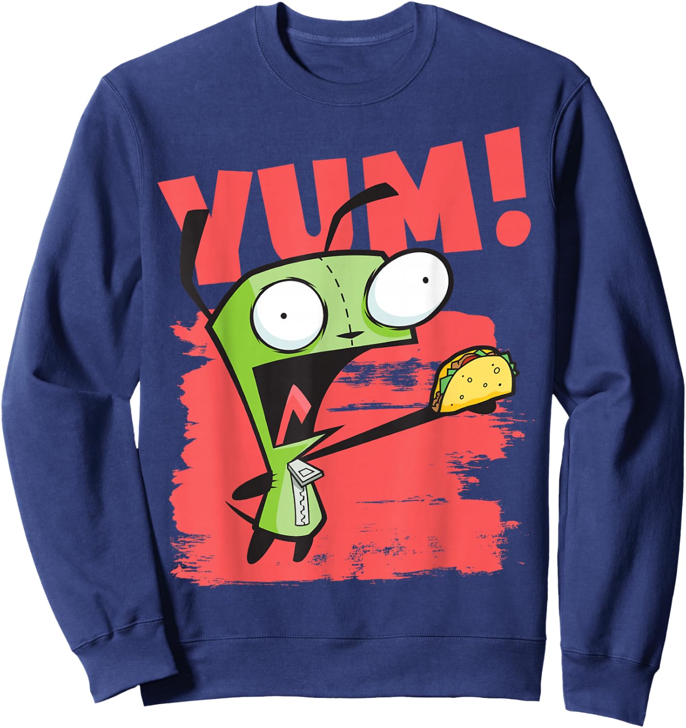 Invader Zim Gir Screaming Yum! Taco Portrait Small Sweatshirt - Sweatshirt | Navy