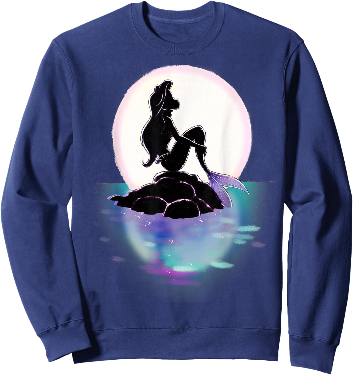 Disney Little Mermaid Ariel Colorful Sunset Moon Sweatshirt - Sweatshirt | Navy