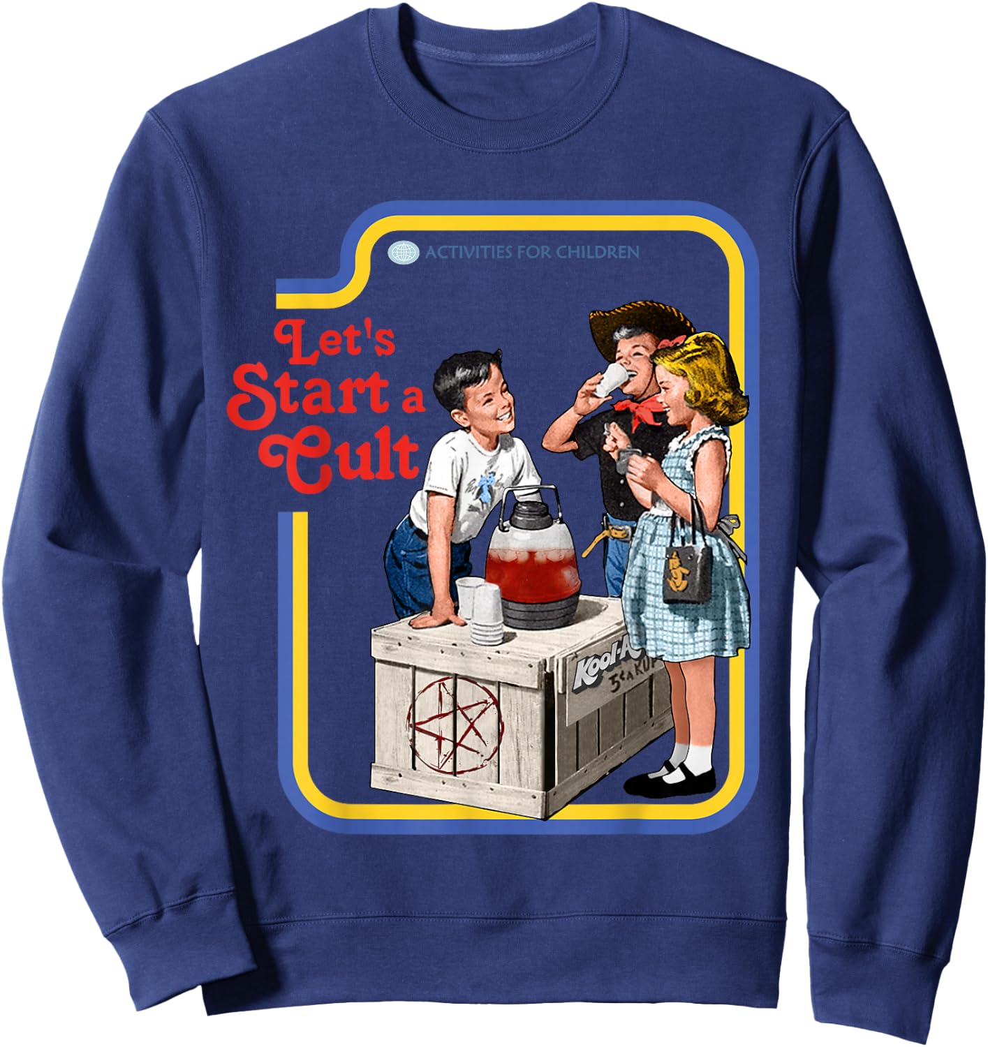 Vintage Cult Classic Fit : Round Neck, Short Sleeve, Black Cotton-Polyester Blend Sweatshirt - Sweatshirt | Navy