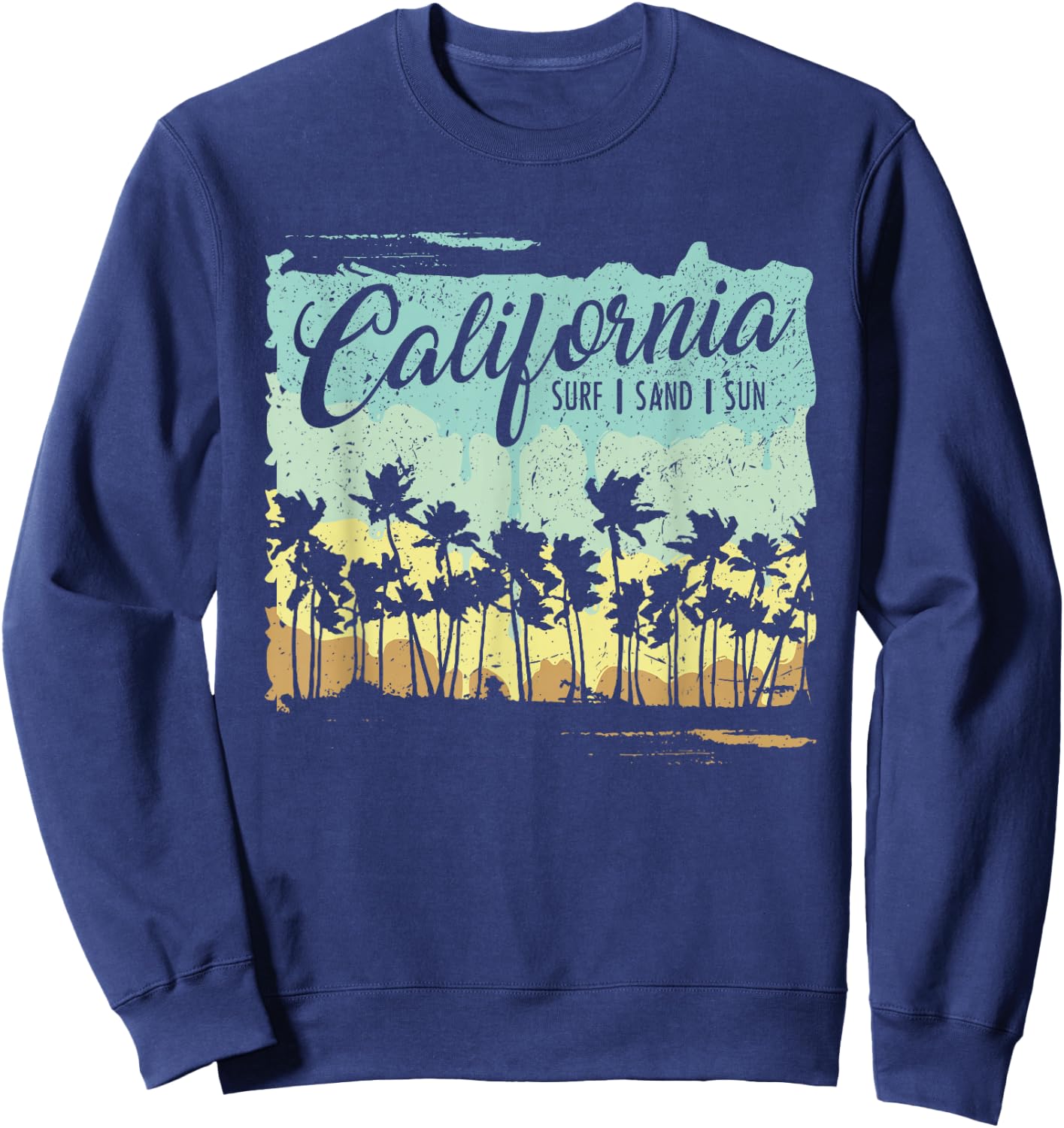 California - Surfing Beach Summer Vintage Retro Surf Gift Sweatshirt - Sweatshirt | Navy
