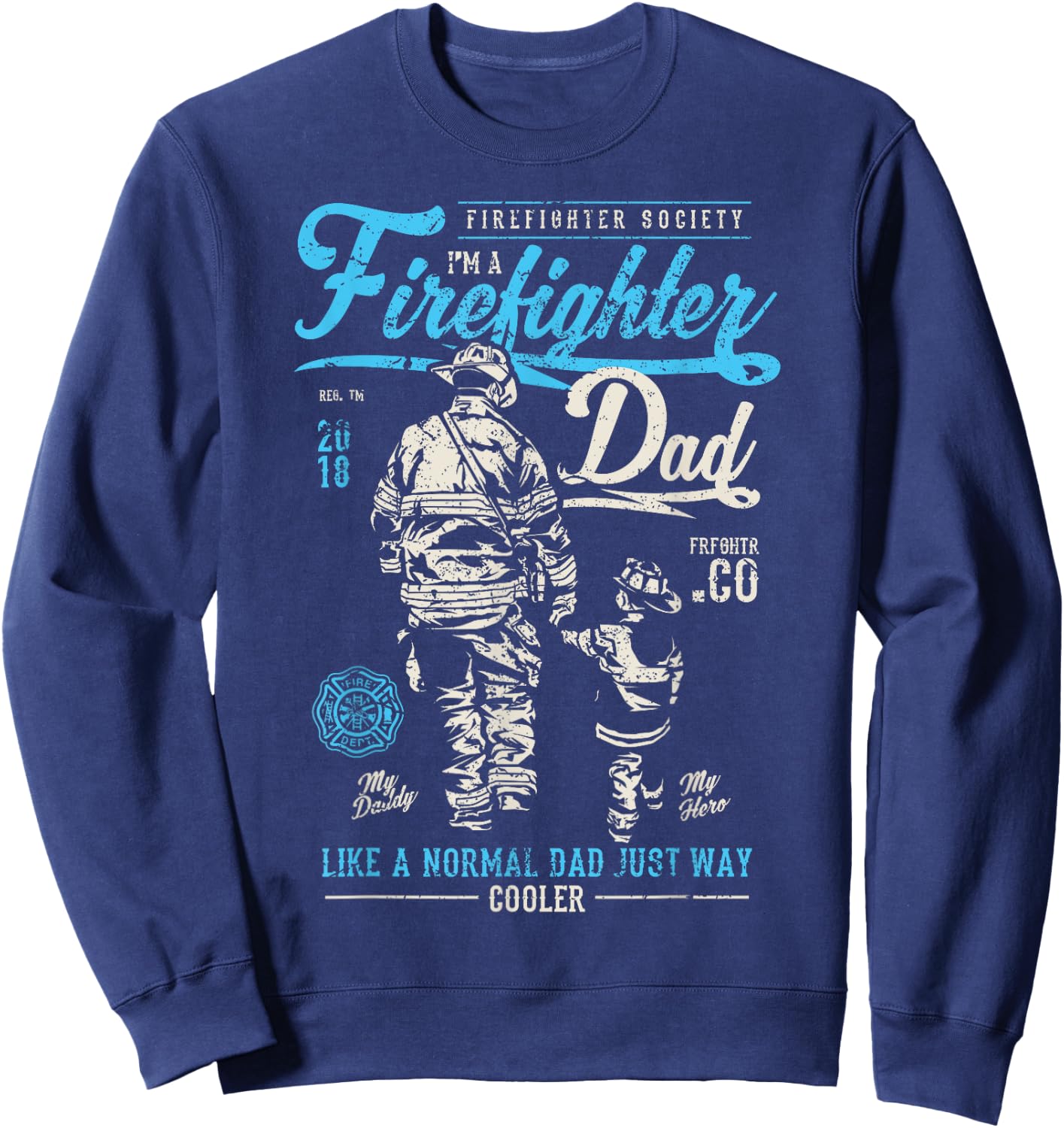 Firefighter Father's Day Retro Dad Xmas Gifts Sweatshirt - Sweatshirt | Navy