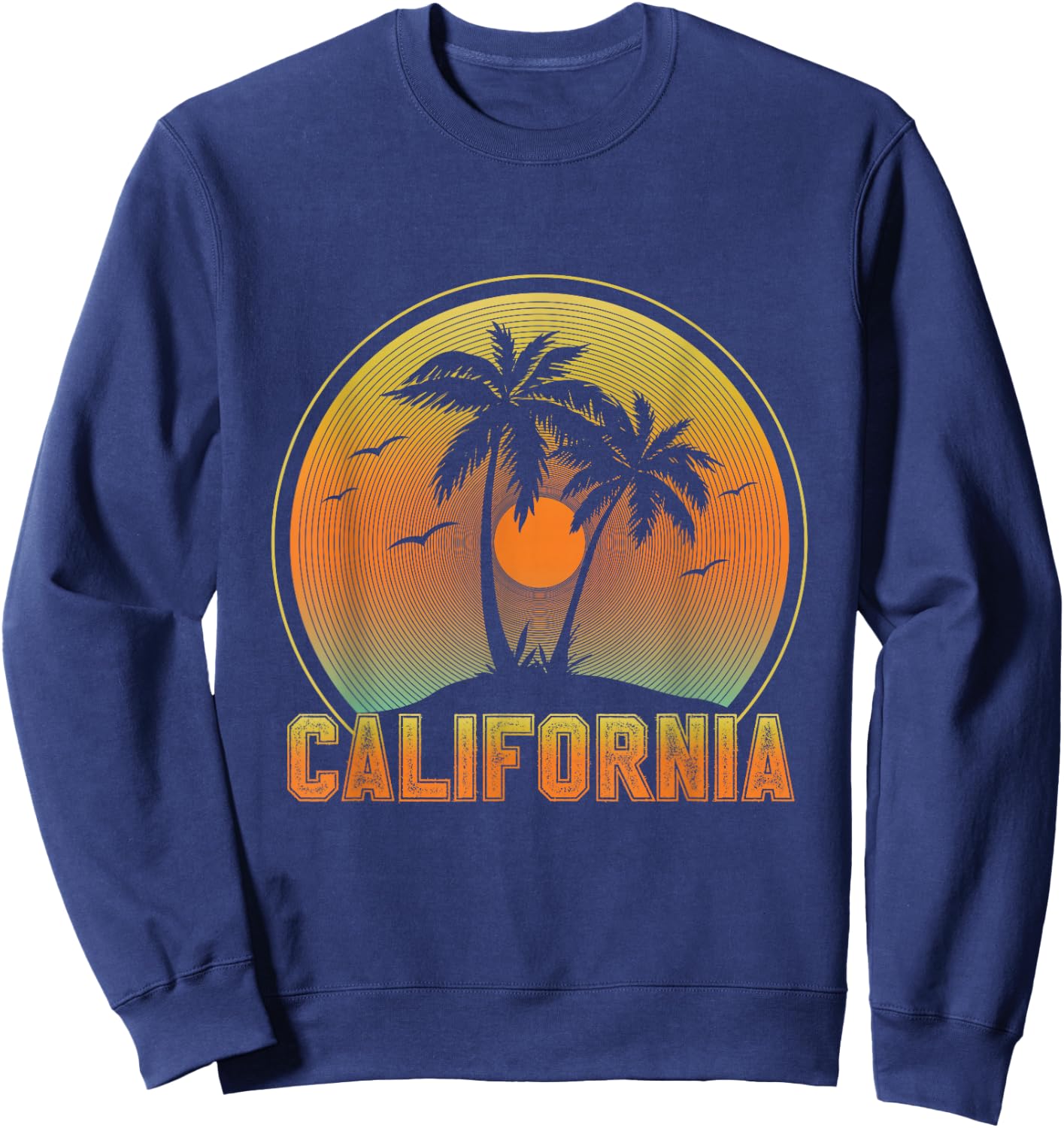 California Retro Vintage Beach Surf Summer Palm Trees Sweatshirt - Sweatshirt | Navy