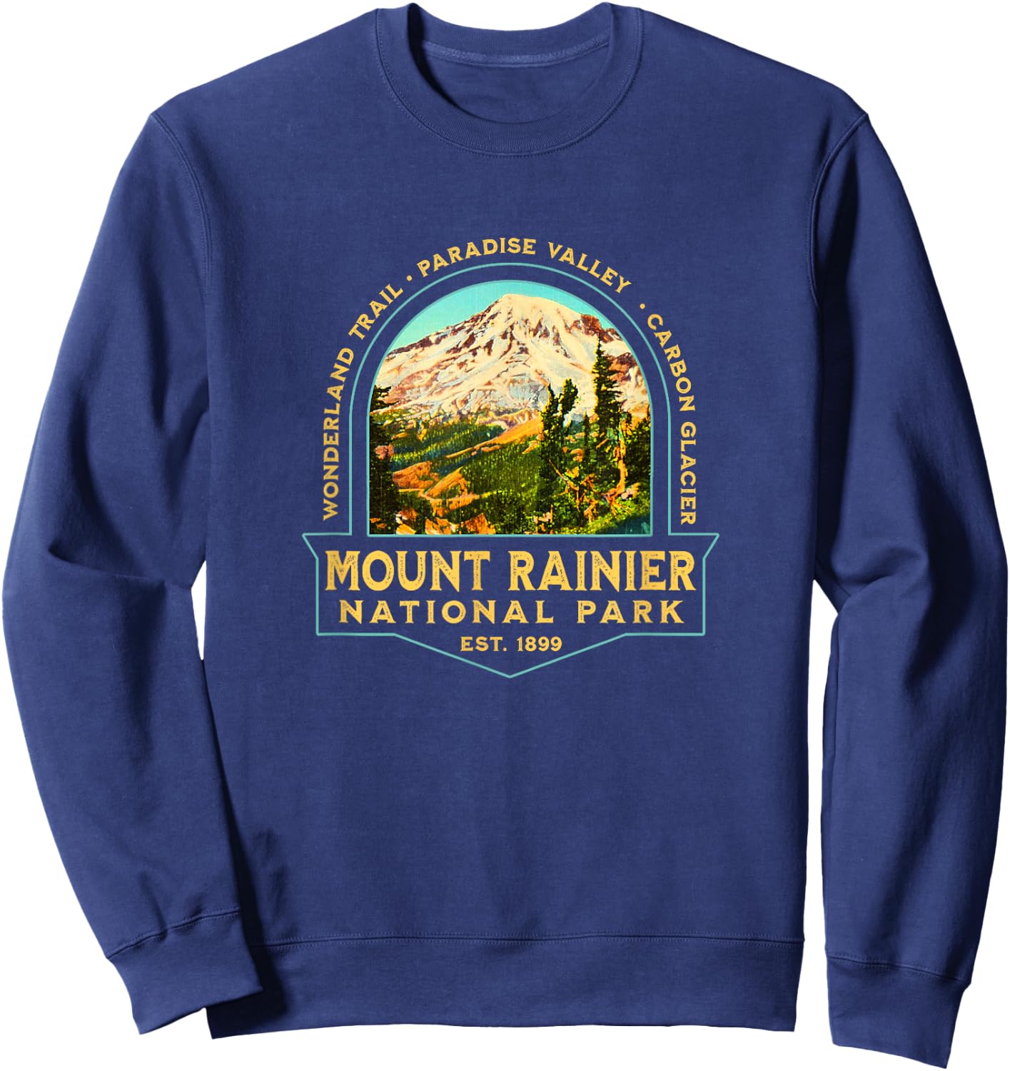 Vintage Mount Rainier National Park Washington Souvenir Sweatshirt - Sweatshirt | Navy