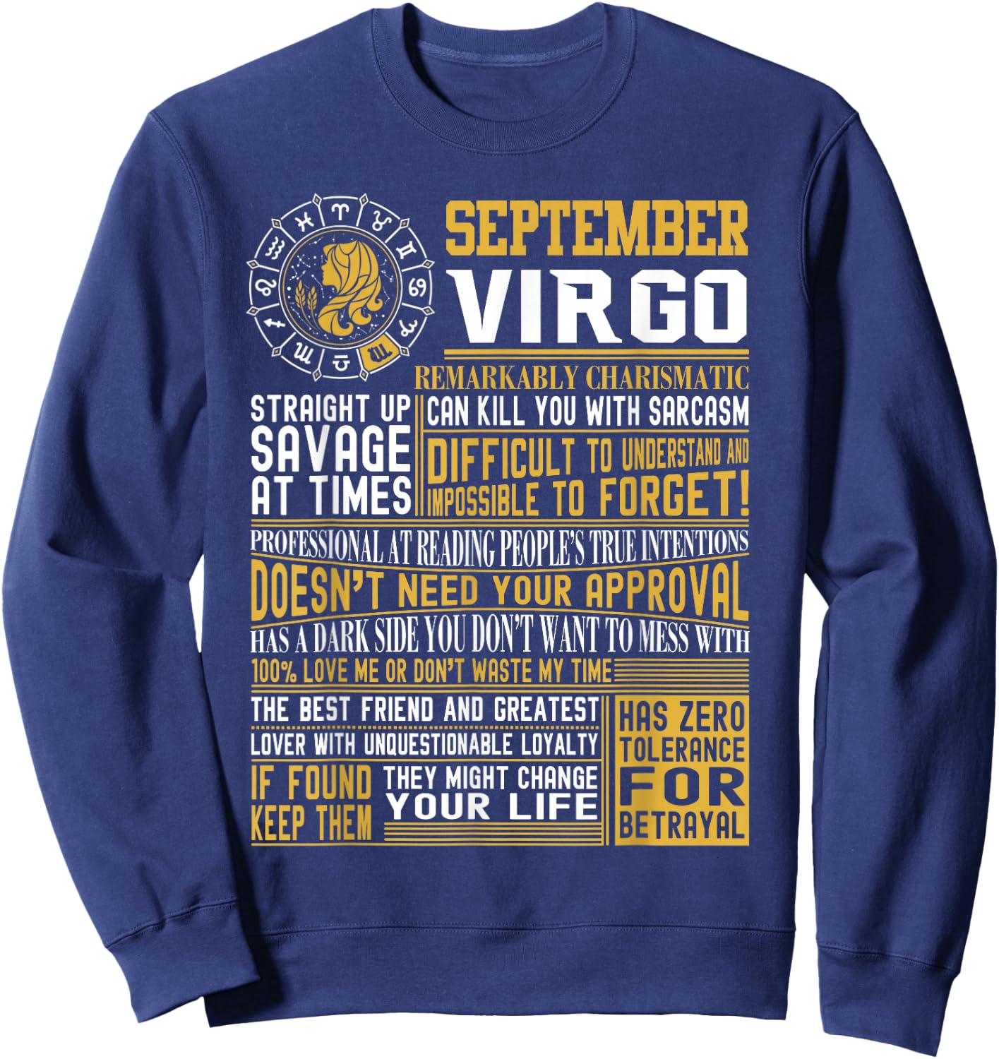 Best Born in September Virgo Facts Shirts for Sweatshirt - Sweatshirt | Navy