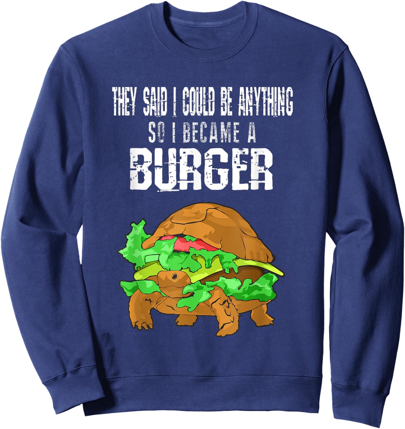 Turtle Burger Funny Apparel Sweatshirt - Sweatshirt | Navy