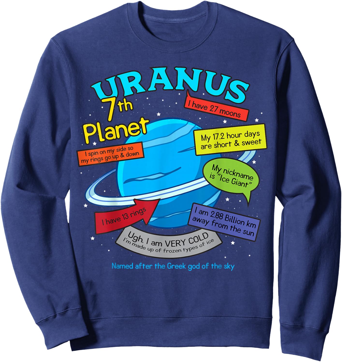 Teaching, learning, about space - Uranus, plan Sweatshirt - Sweatshirt | Navy