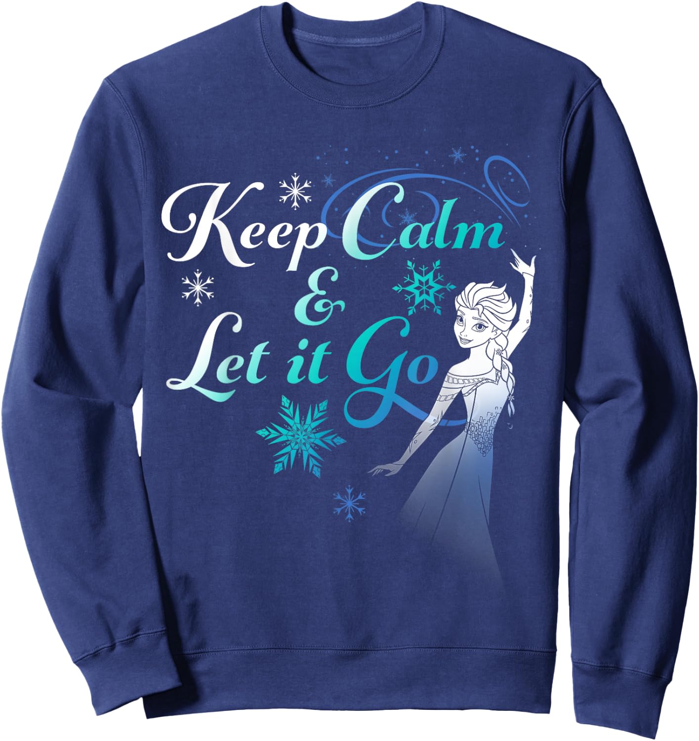 Disney Frozen Elsa Keep Calm & Let It Go Snowflake Portrait Sweatshirt - Sweatshirt | Navy