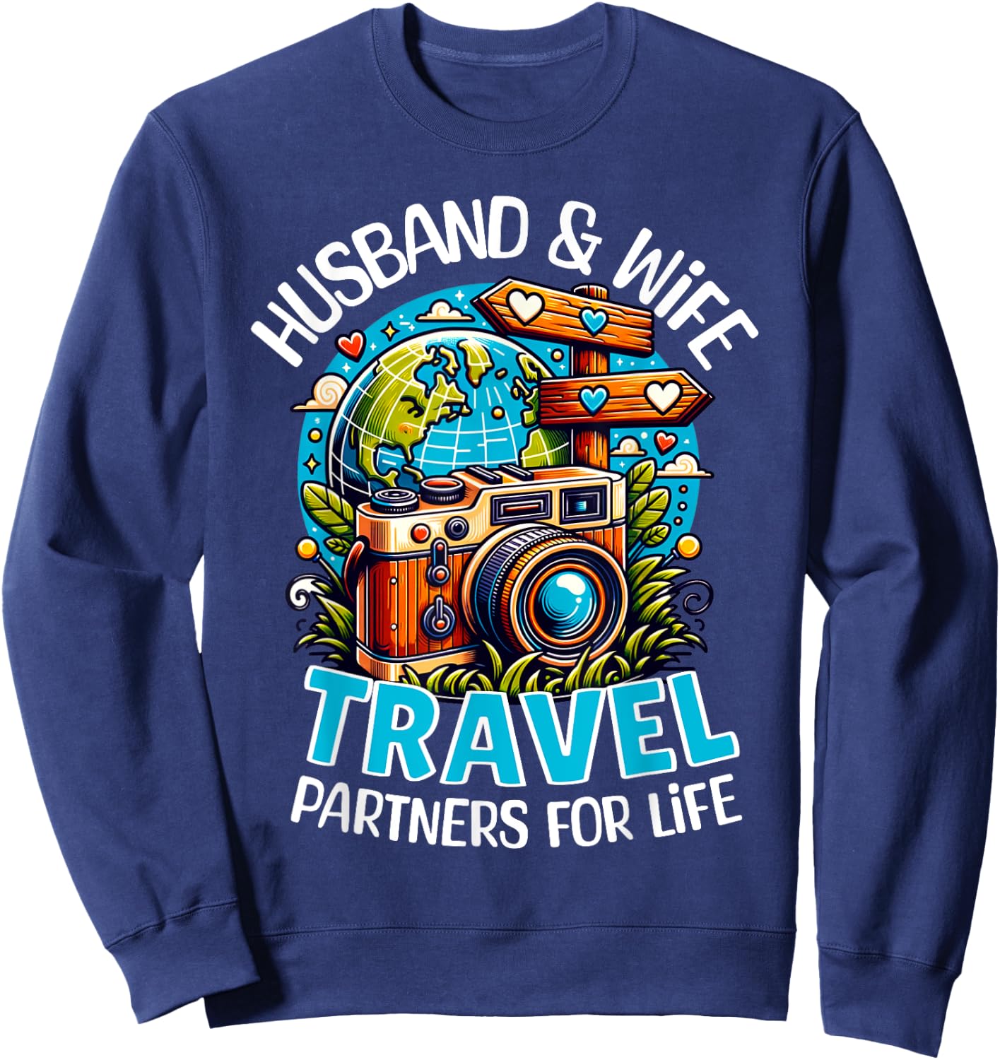 Couple Matching Husband And Wife Travel Partners For Life Sweatshirt - Sweatshirt | Navy