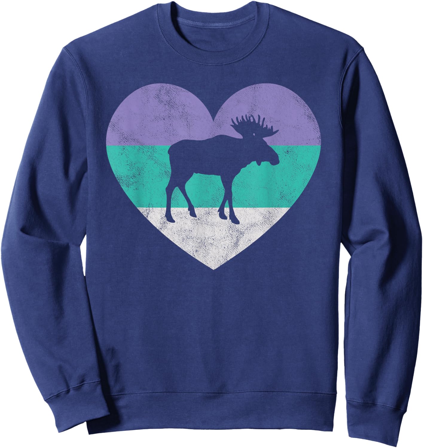 Moose Gift Shirt & Girls Retro Cute Sweatshirt - Sweatshirt | Navy