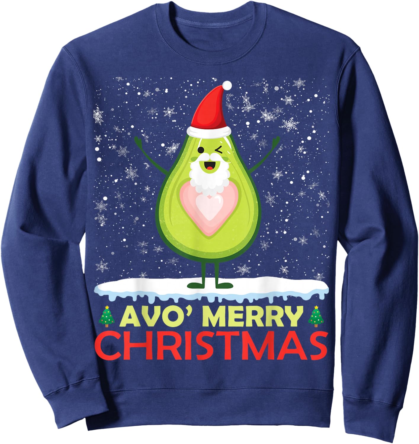 Santa Avocado Avo Merry Christmas Vegan Pajama Avocado Lover Sweatshirt - Sweatshirt | Navy