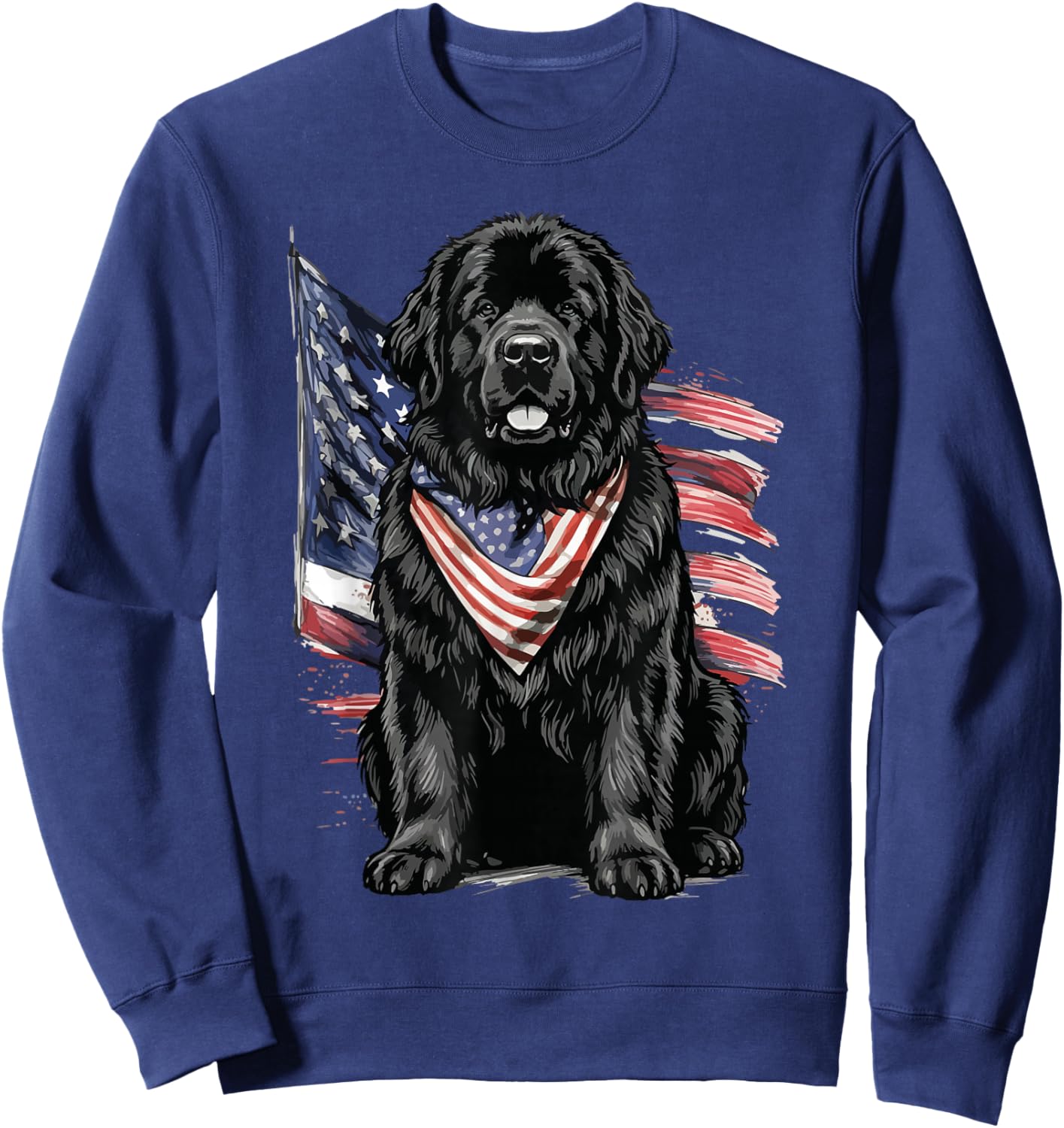 Newfoundland 4th of July Patriotic Dog Sweatshirt - Sweatshirt | Navy