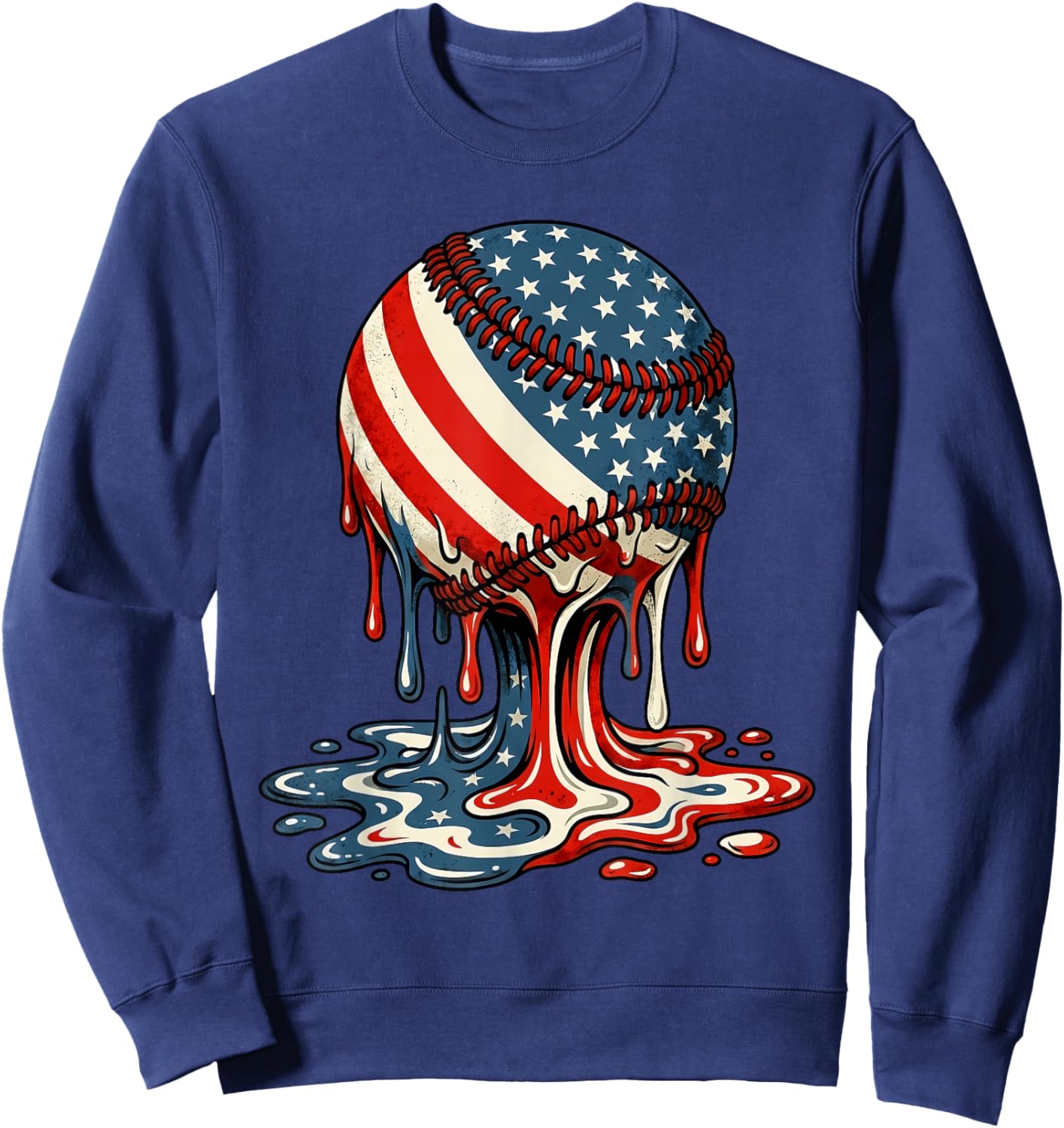 Baseball Drip American Patriotic 4th of July Boys Kids Youth Sweatshirt - Sweatshirt | Navy