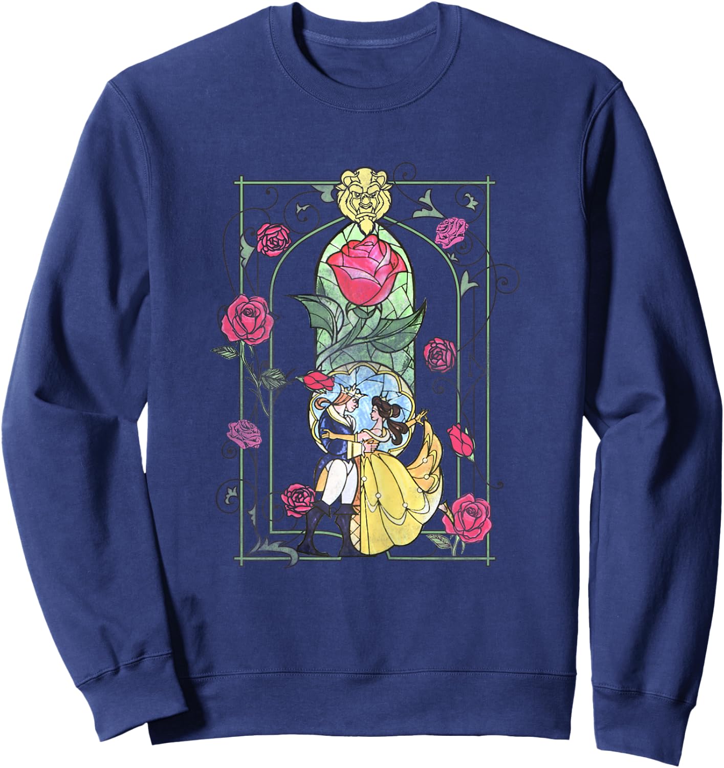 Disney Beauty And The Beast Stained Glass Graphic Sweatshirt - Sweatshirt | Navy