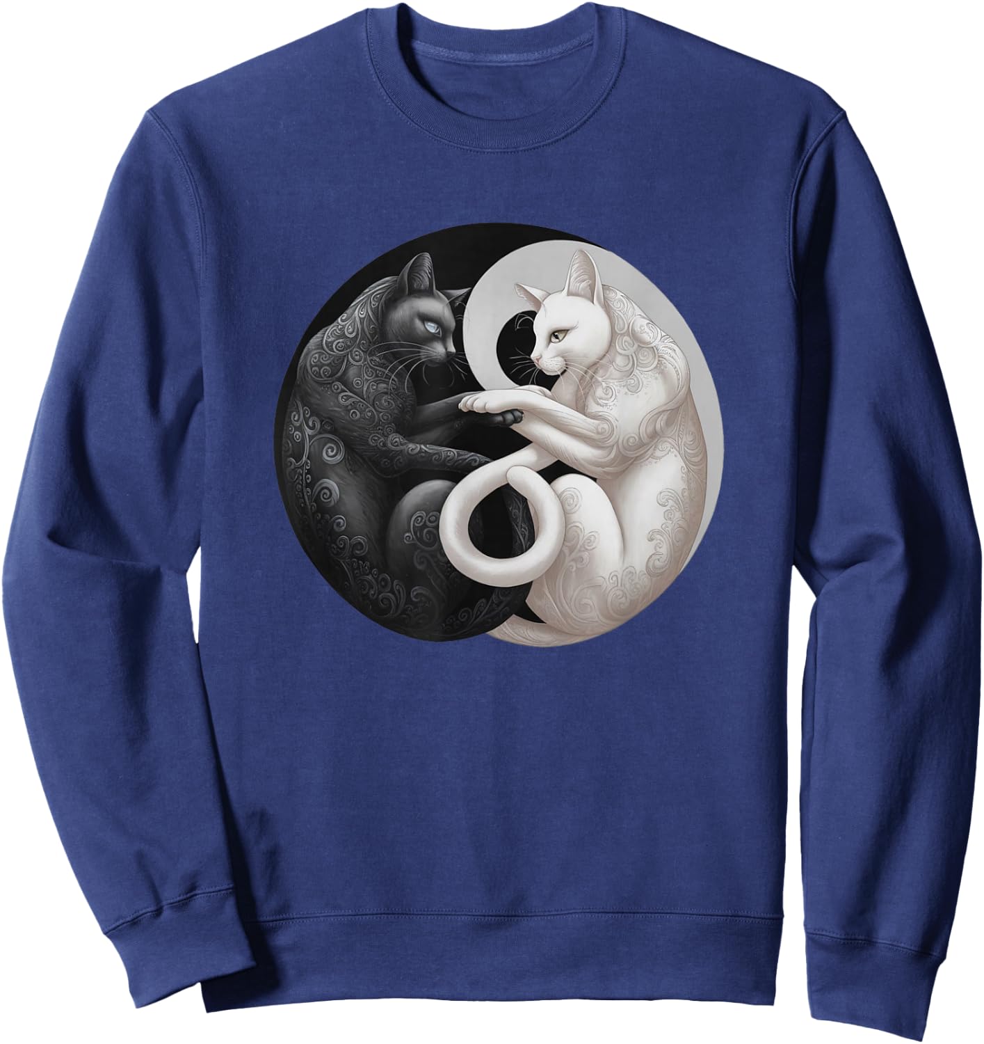 Cute Adorable Cats Yin Yang Sweatshirt - Sweatshirt | Navy