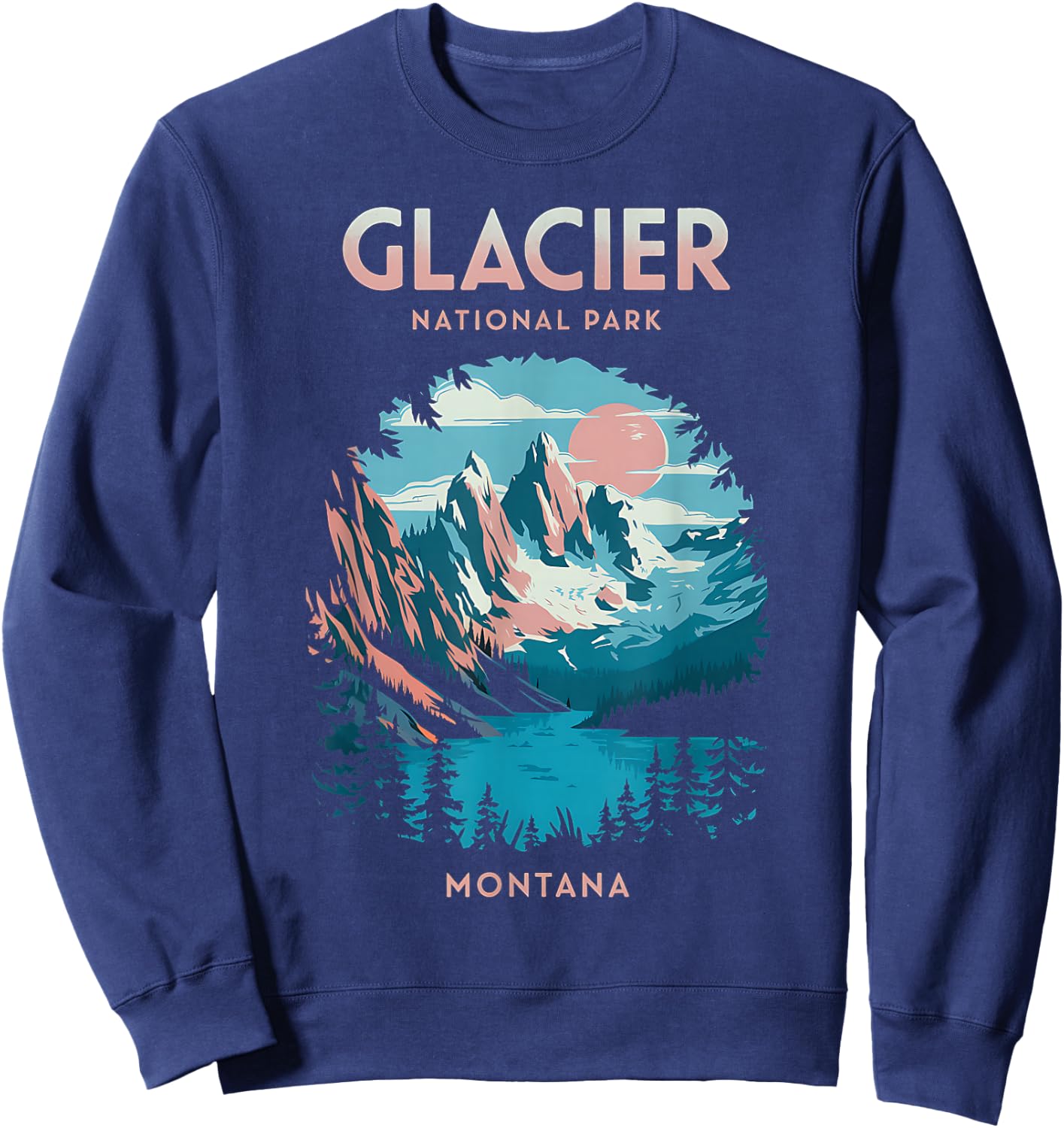 Scenic Outdoors Glacier National Park Montana Sweatshirt - Sweatshirt | Navy