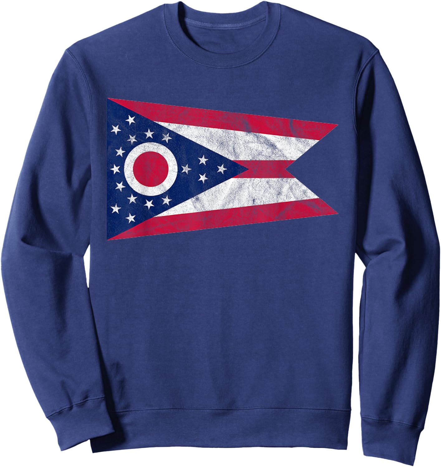 Distressed State of Ohio Flag Ohio Home Pride Sweatshirt - Sweatshirt | Navy