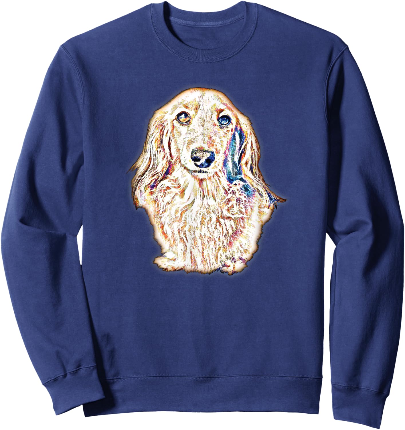 Long Hair Dachshund Gifts Cute Sausage Dog Women Men Sweatshirt - Sweatshirt | Navy