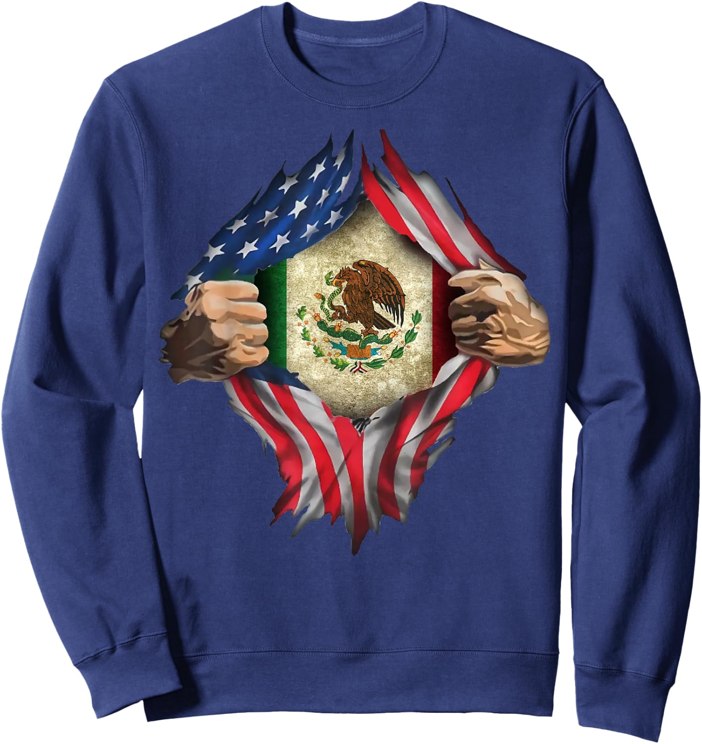 Mexican American Super Hero Flag T Shirt Sweatshirt - Sweatshirt | Navy