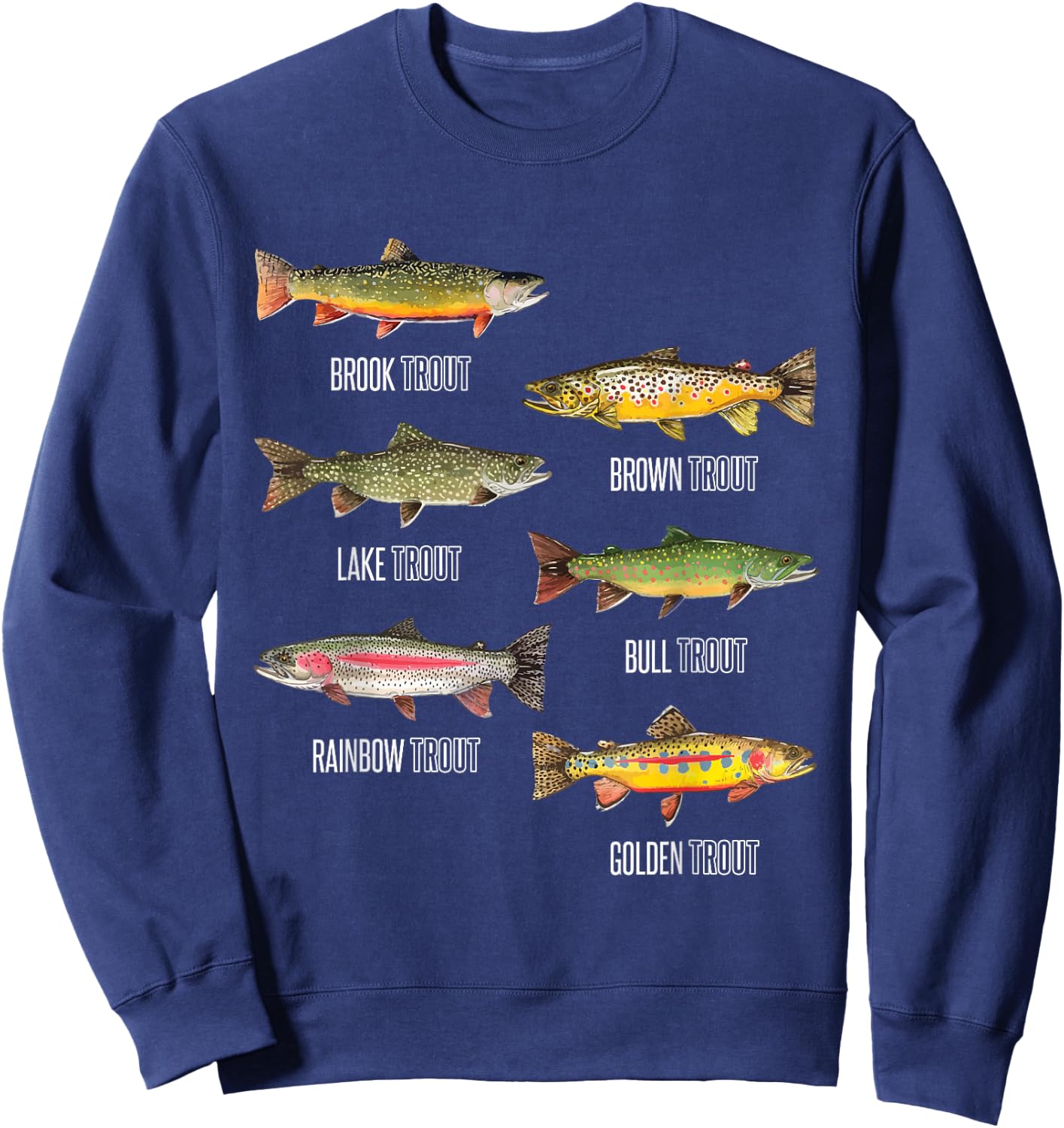 Types of Trout Fish Species Fishing Gift Sweatshirt - Sweatshirt | Navy