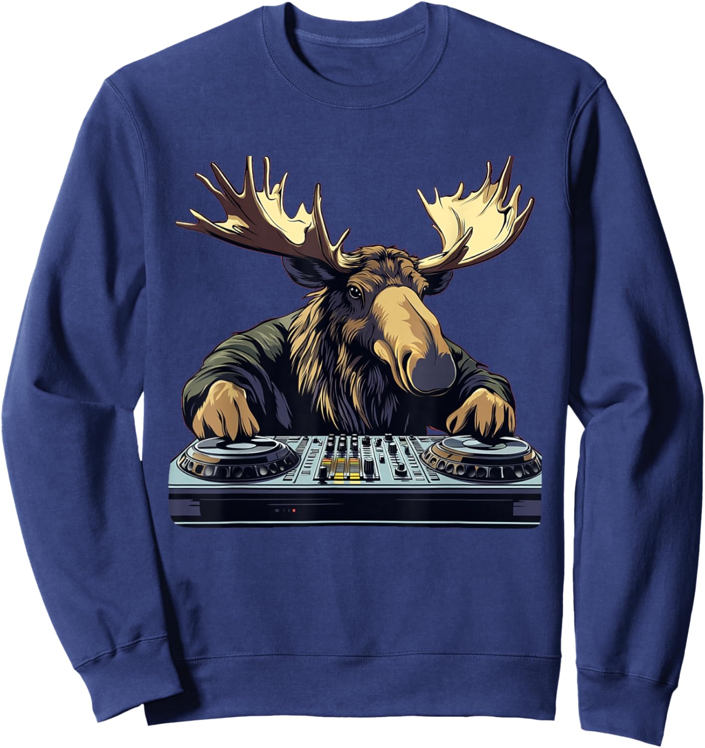 Cool Music Moose as DJ Costume for Boys and Girls Sweatshirt - Sweatshirt | Navy