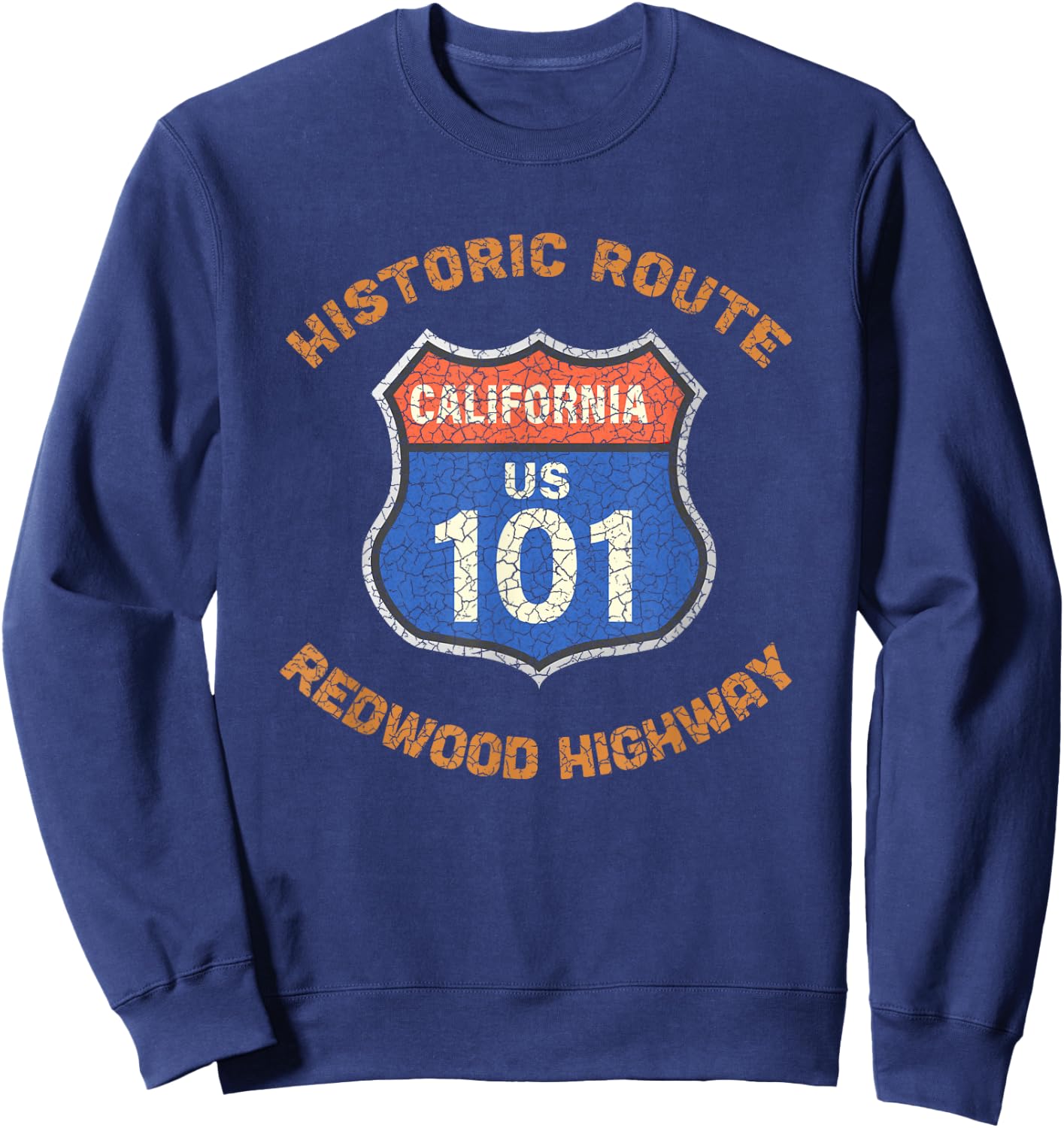 Souvenir Rustic Redwood Highway Route 101 Redwood Highway Sweatshirt - Sweatshirt | Navy