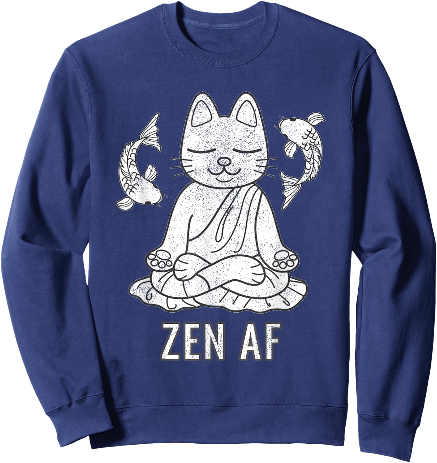 Zen AF Funny Meditating Cat Spiritual Yoga Gift Sweatshirt - Sweatshirt | Navy