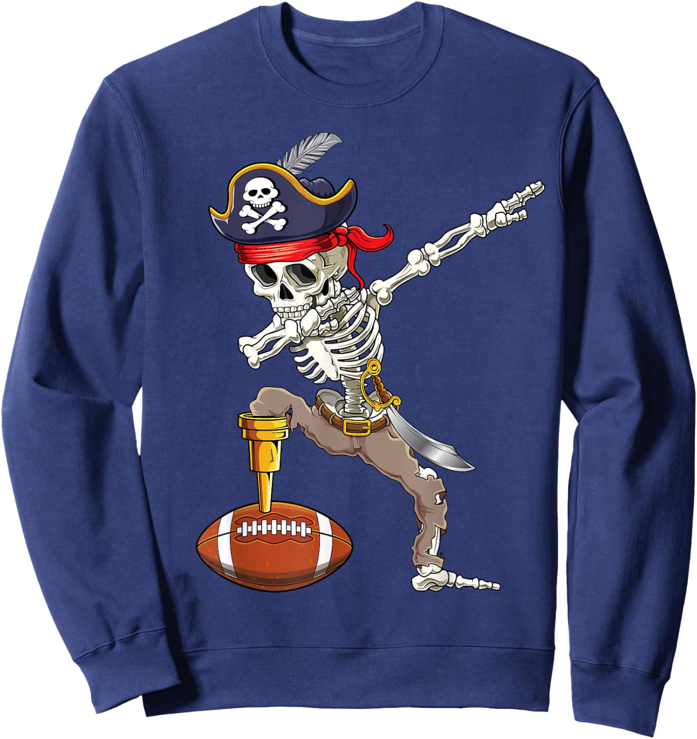 Dab Skeleton Shirt Dabbing Skeleton Pirate Football Shirt Sweatshirt - Sweatshirt | Navy