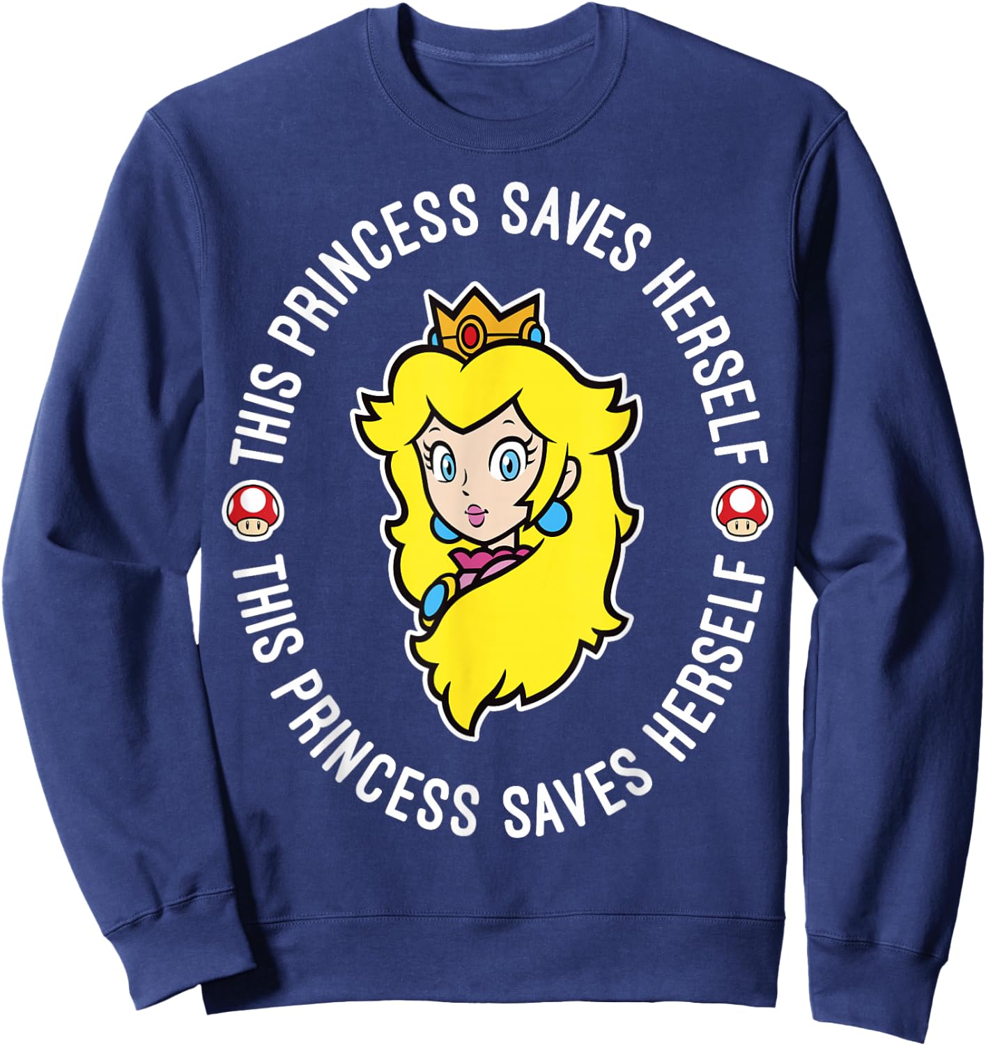 Nintendo Super Mario Princess Peach Saves Herself Sweatshirt - Sweatshirt | Navy