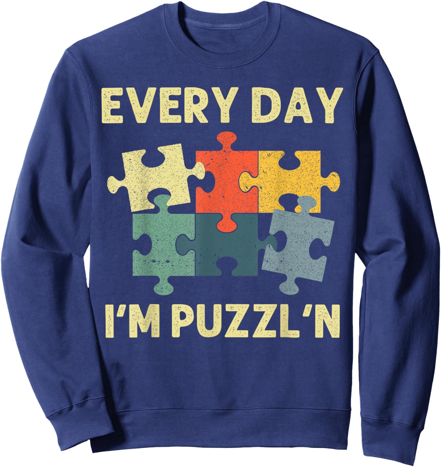 Funny Jigsaw Puzzle Design Women Adults Puzzle Lover Sweatshirt - Sweatshirt | Navy