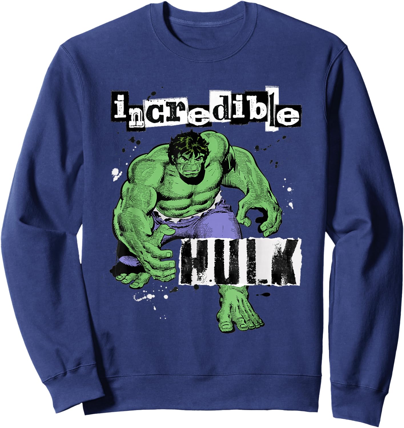 Marvel Super Heroes Incredible Hulk Retro Vintage Comic Sweatshirt - Sweatshirt | Navy