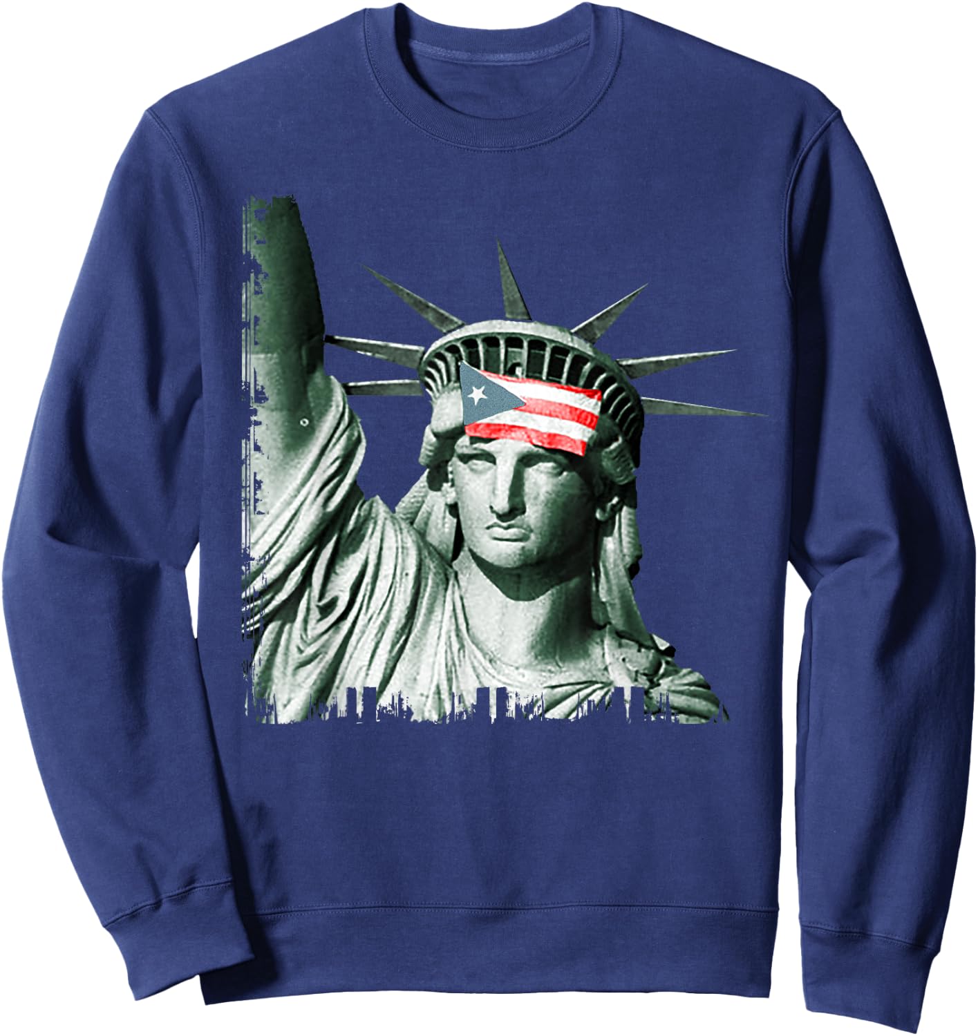 Puerto Rico Resiste Statue of Liberty Puerto Rican Flag Sweatshirt - Sweatshirt | Navy