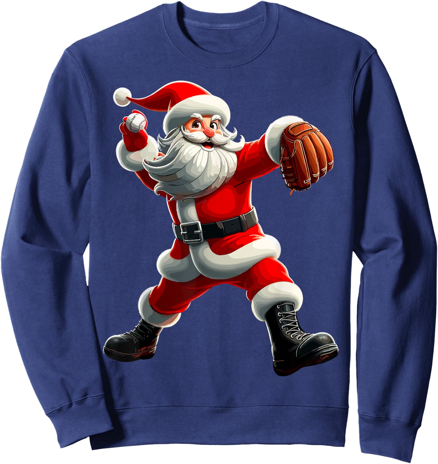 Funny Santa Baseball Pitcher Christmas Baseball Player Sweatshirt - Sweatshirt | Navy