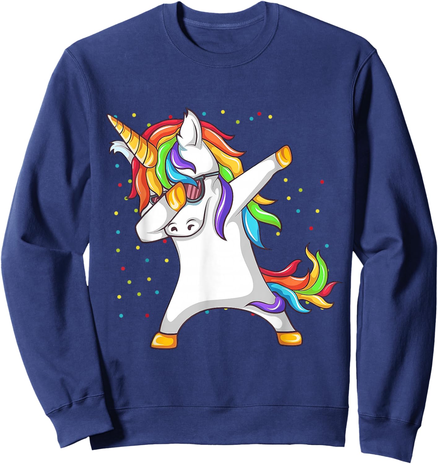 Dabbing Unicorn Rainbow Girls Kids Women Sweatshirt - Sweatshirt | Navy
