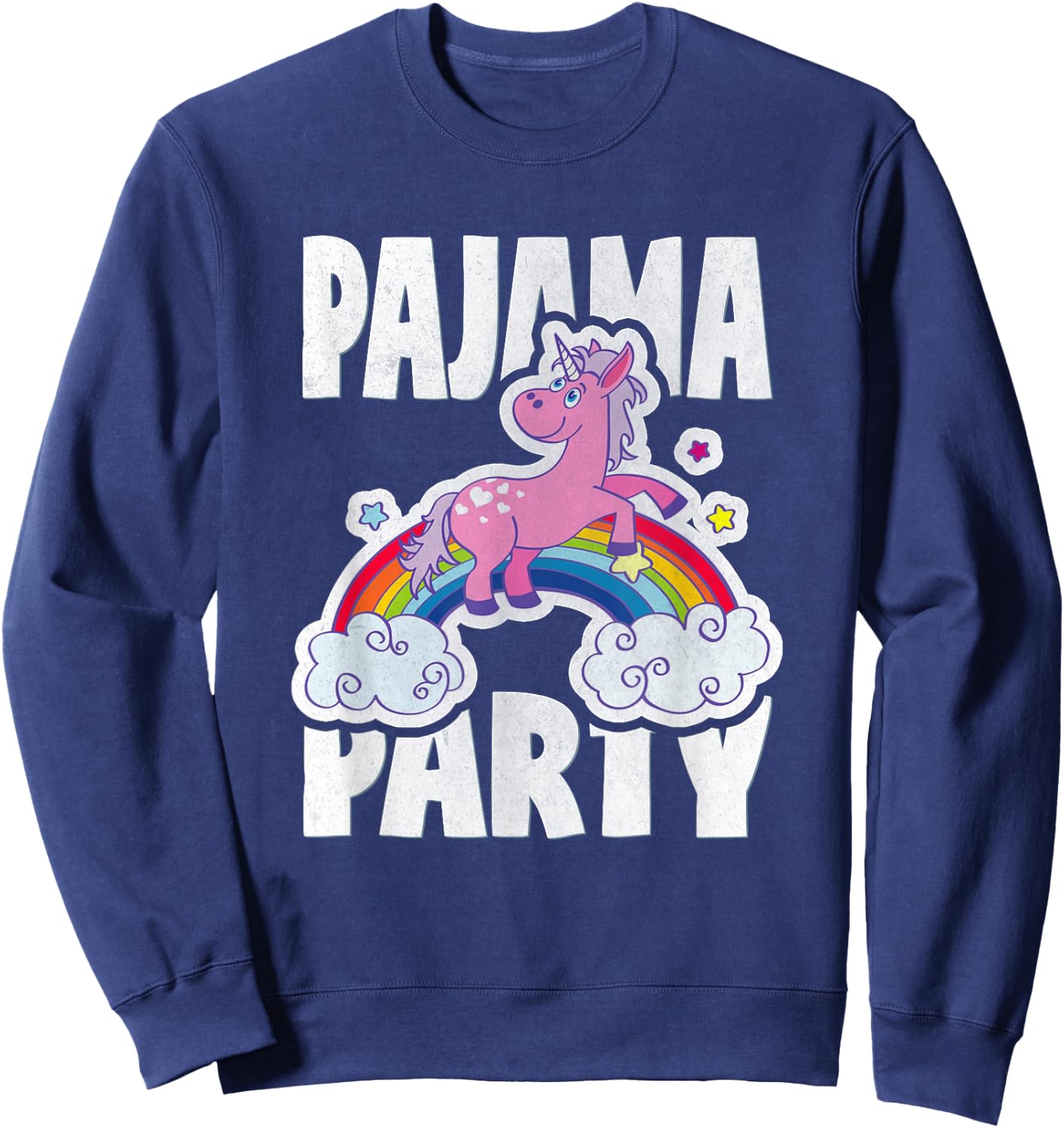 Pajama Party Retro Cute Unicorn Rainbow Bed Time PJ Sweatshirt - Sweatshirt | Navy