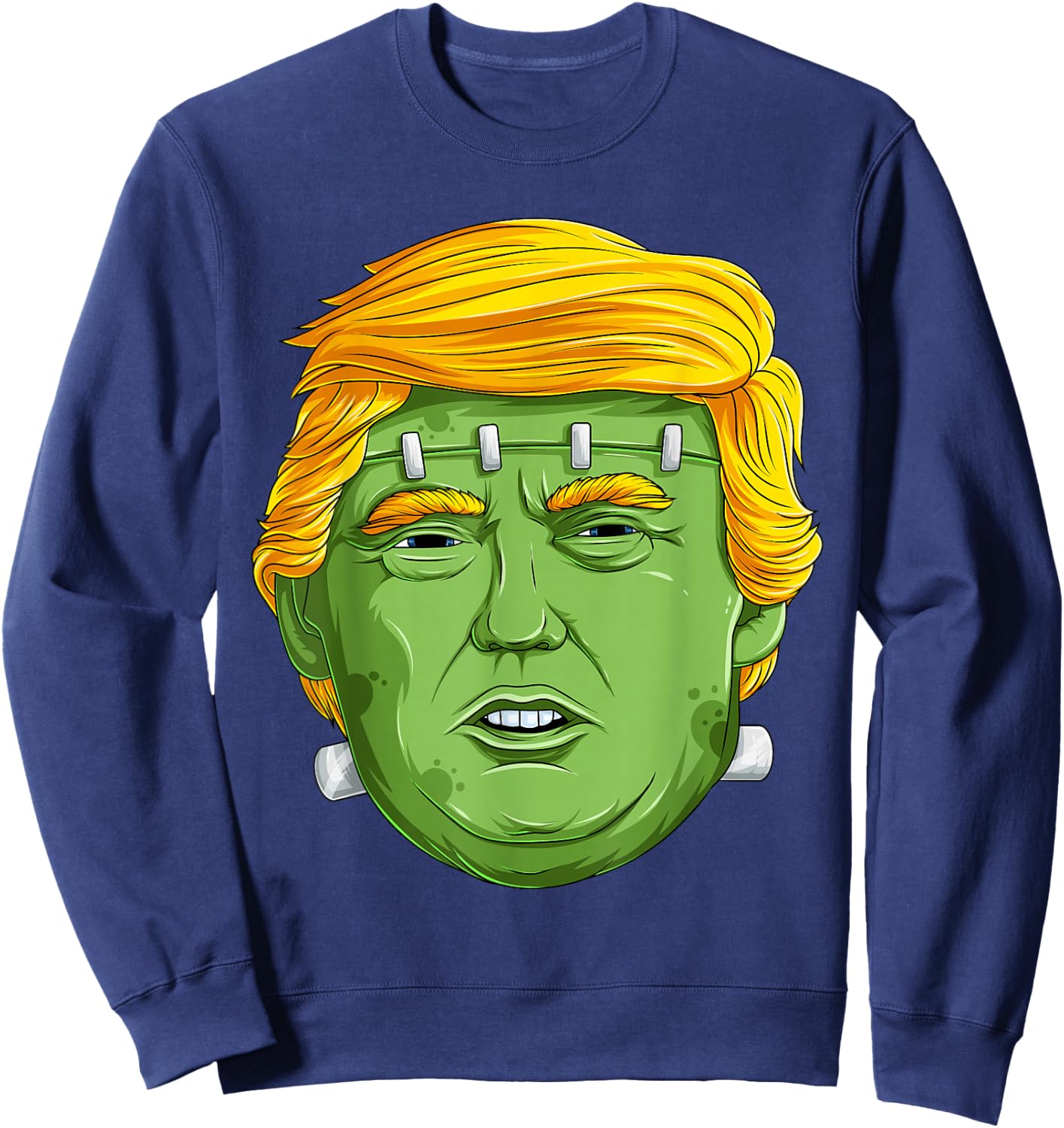 Trump Frankenstein Halloween Costume, Spooky Monster Trump Sweatshirt - Sweatshirt | Navy