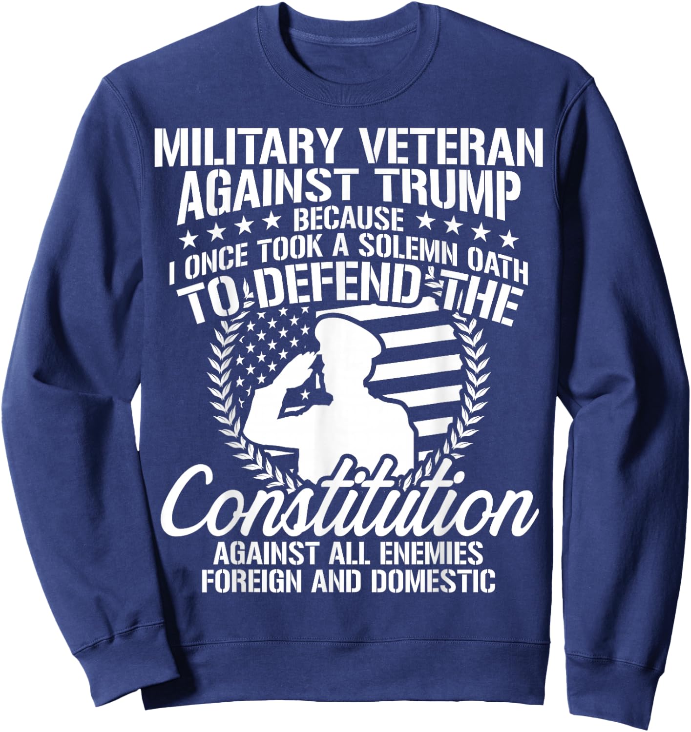 Military Veterans Against Trump 2020 USA Election Sweatshirt - Sweatshirt | Navy