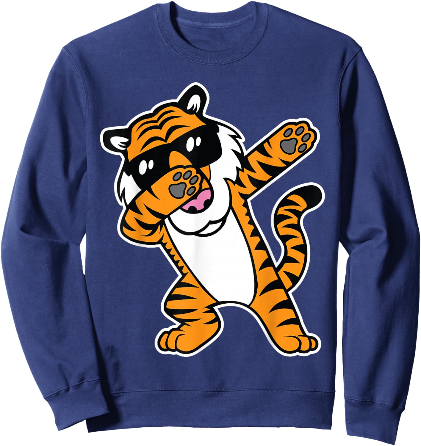 Dabbing Tiger Funny Cool Dancing Big Cat Dab Shirt Sweatshirt - Sweatshirt | Navy