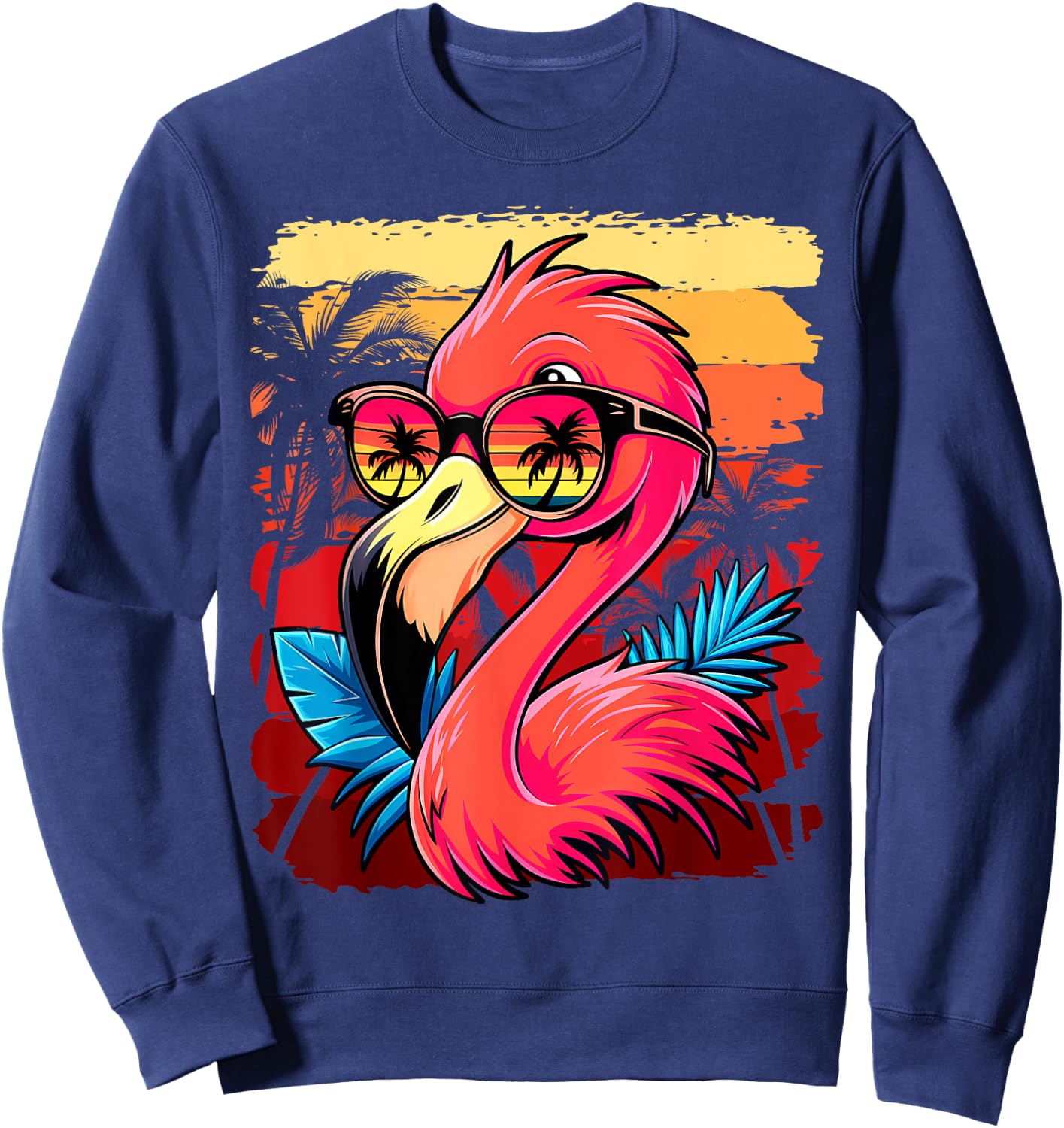 Retro Sunglasses Flamingo Kids Funny Flamingo Sweatshirt - Sweatshirt | Navy