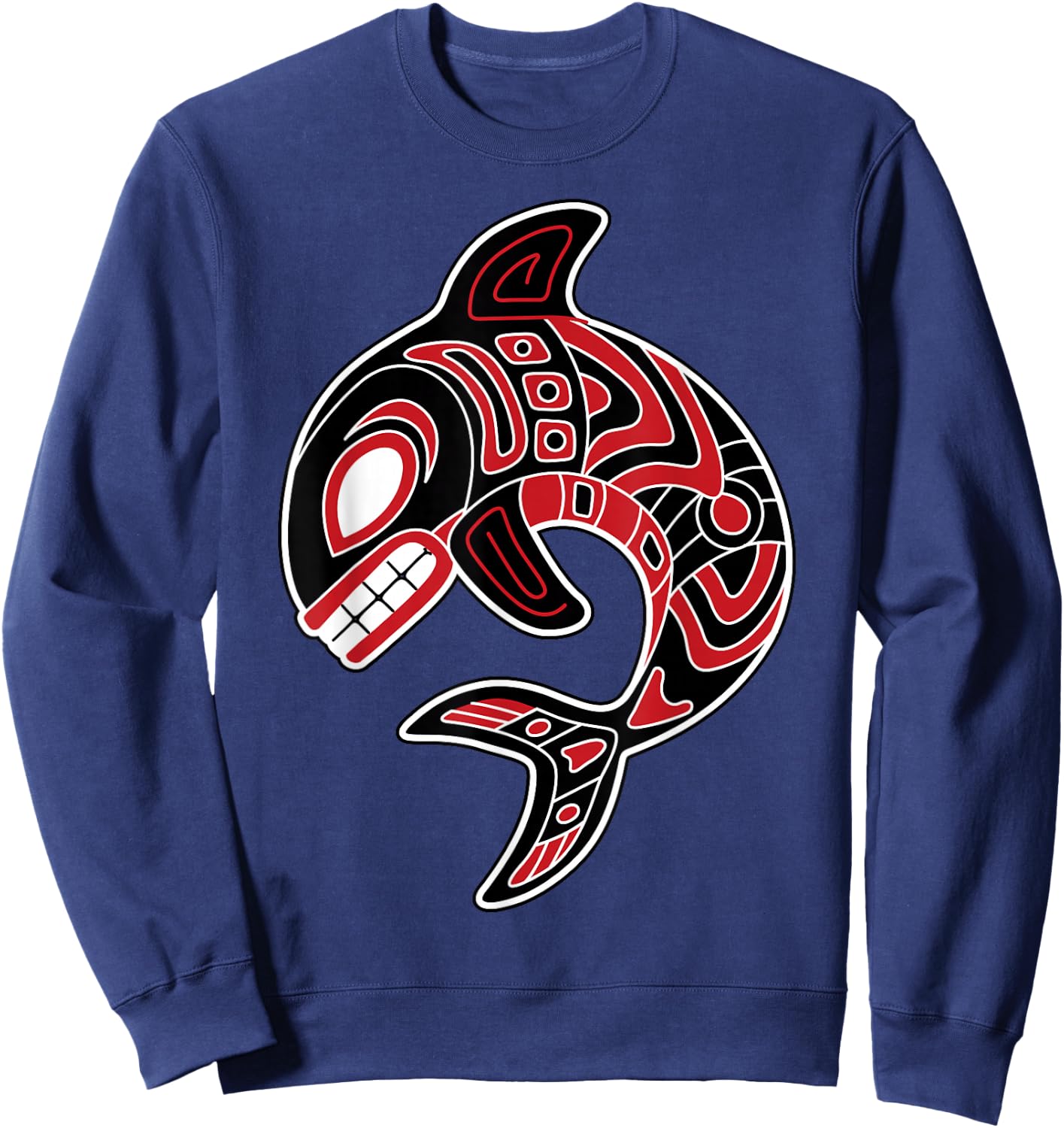 Orca Northwest American Indian Totem Killer Whale Sweatshirt - Sweatshirt | Navy