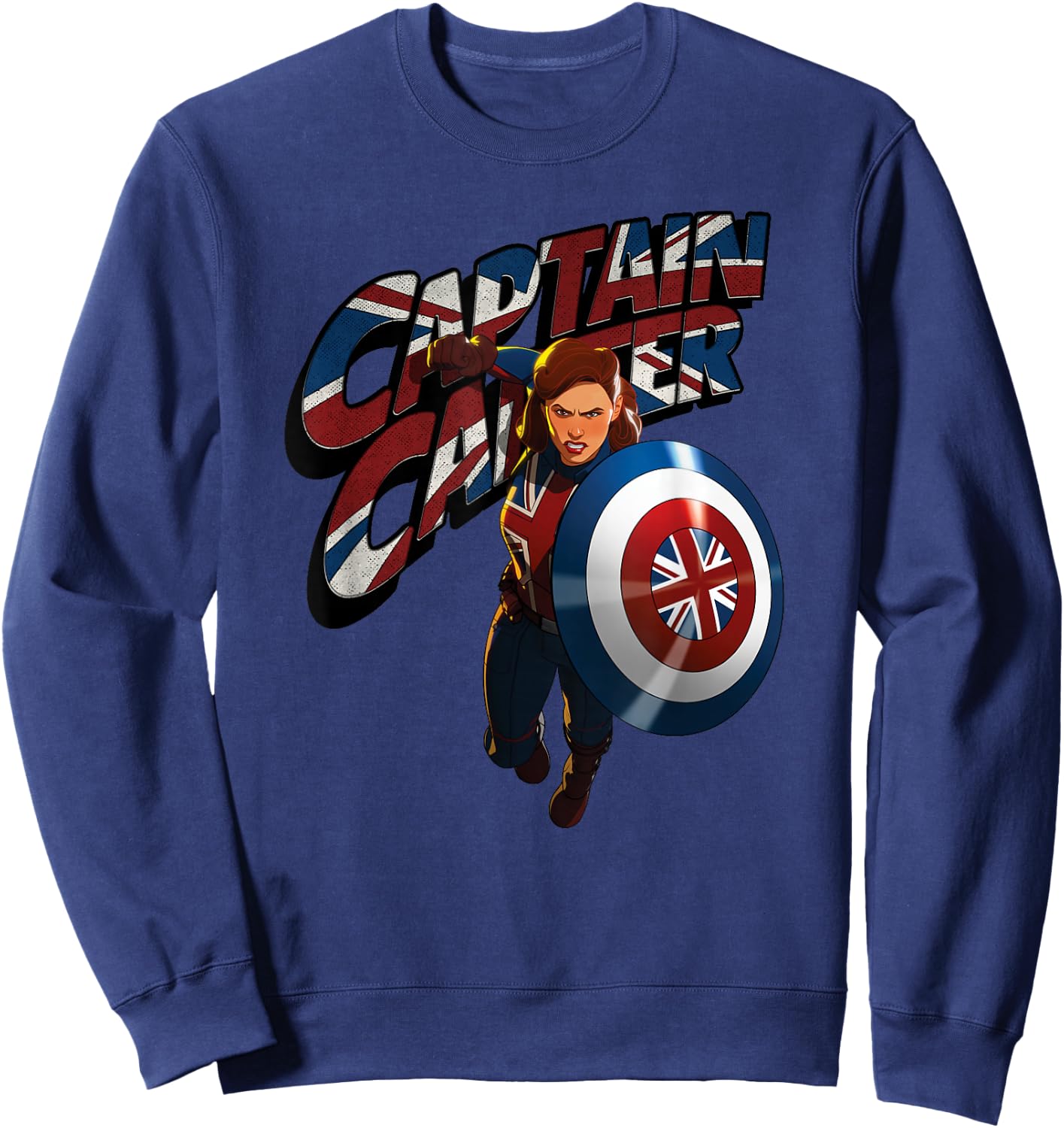 Marvel What IF...? Captain Carter Union Jack Sweatshirt - Sweatshirt | Navy