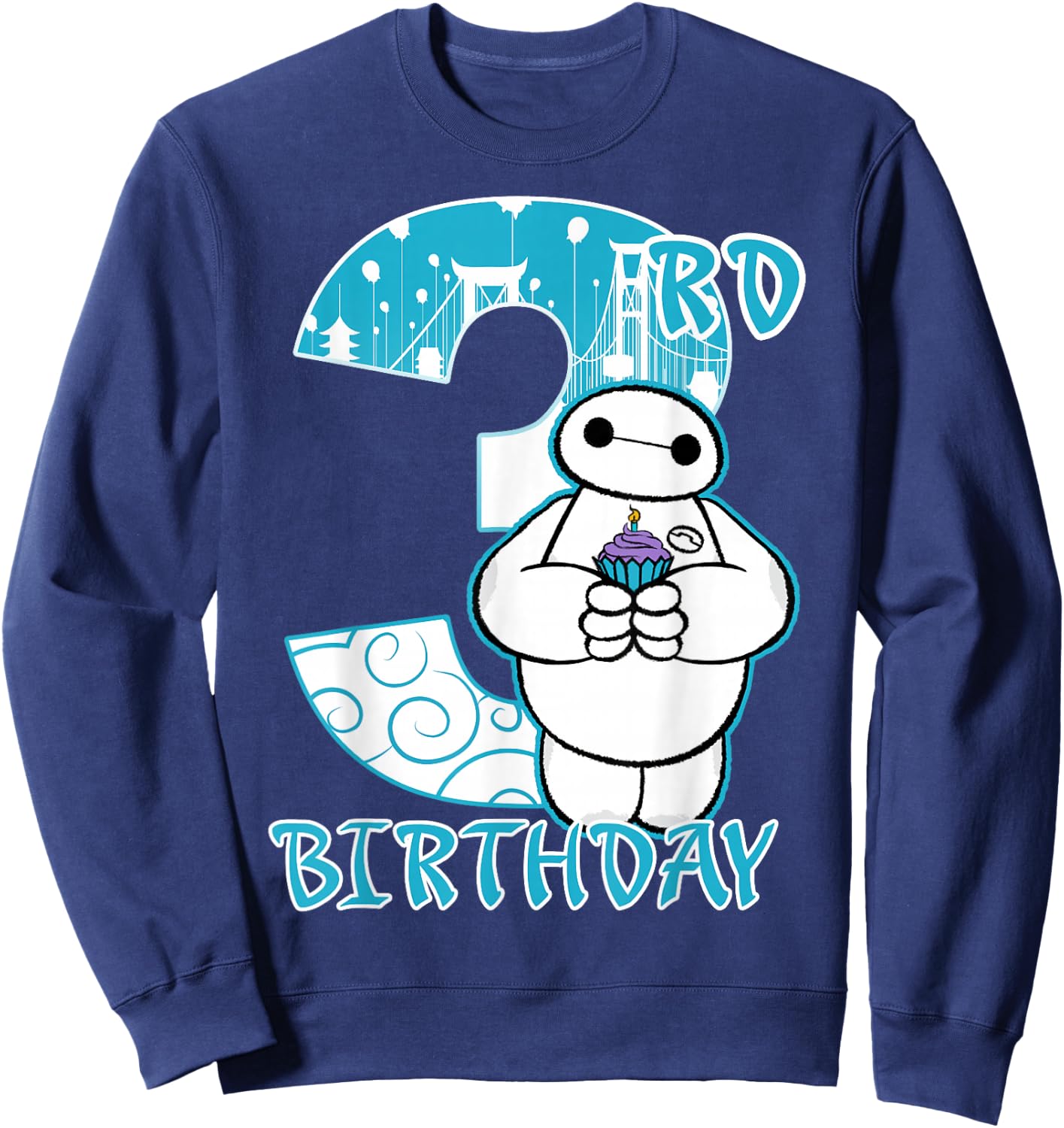 Disney Big Hero 6 Baymax 3rd Birthday Cupcake Portrait Sweatshirt - Sweatshirt | Navy