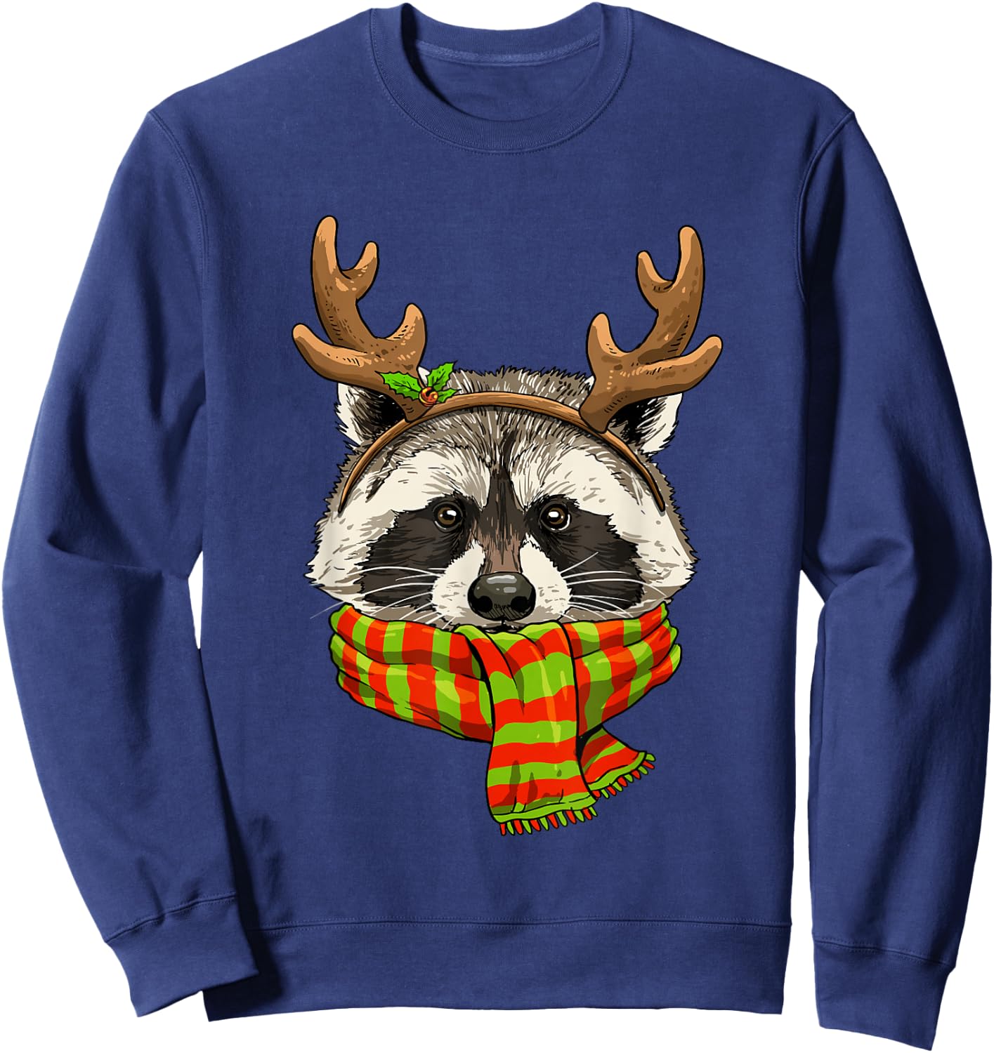 Raccoon Christmas Shirt Xmas Reindeer Trash Panda Street Cat Sweatshirt - Sweatshirt | Navy